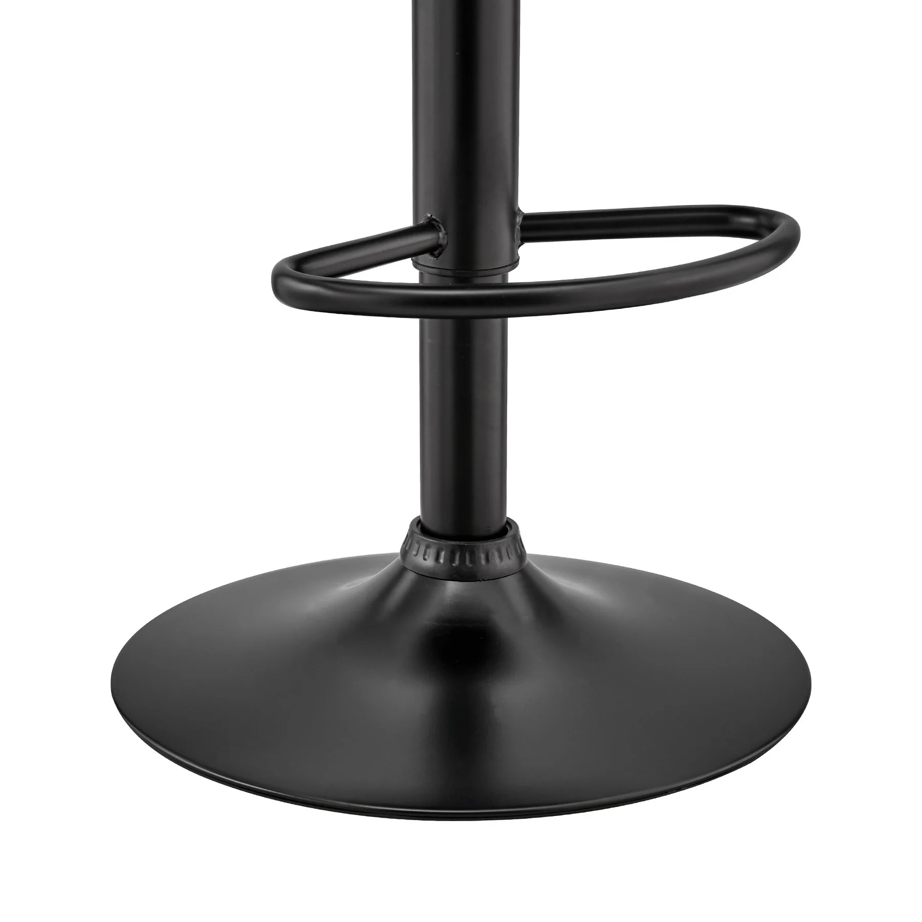 Karter Adjustable Gray Faux Leather and Walnut Wood Bar Stool with Black Base - Image 8