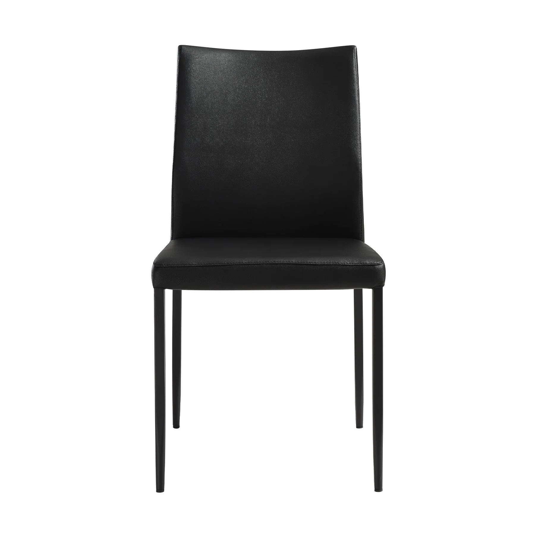 Kash Upholstered Dining Chair in Black Faux Leather with Black Metal Legs - Set of 2 - Image 3