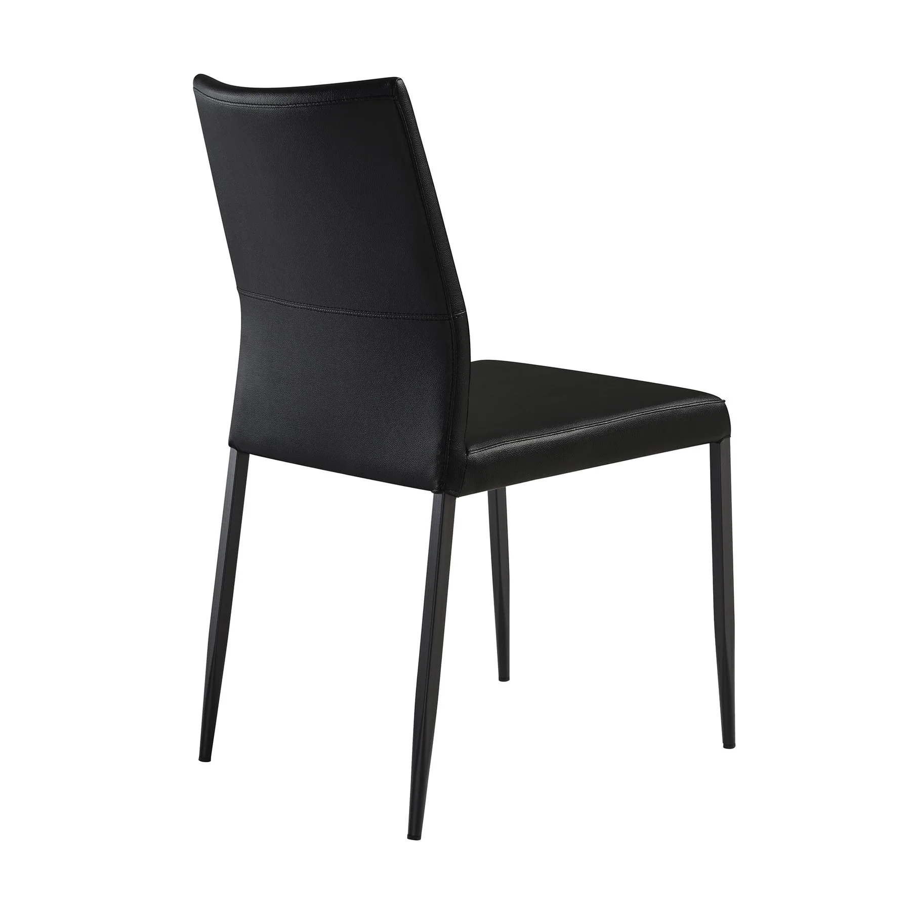 Kash Upholstered Dining Chair in Black Faux Leather with Black Metal Legs - Set of 2 - Image 5