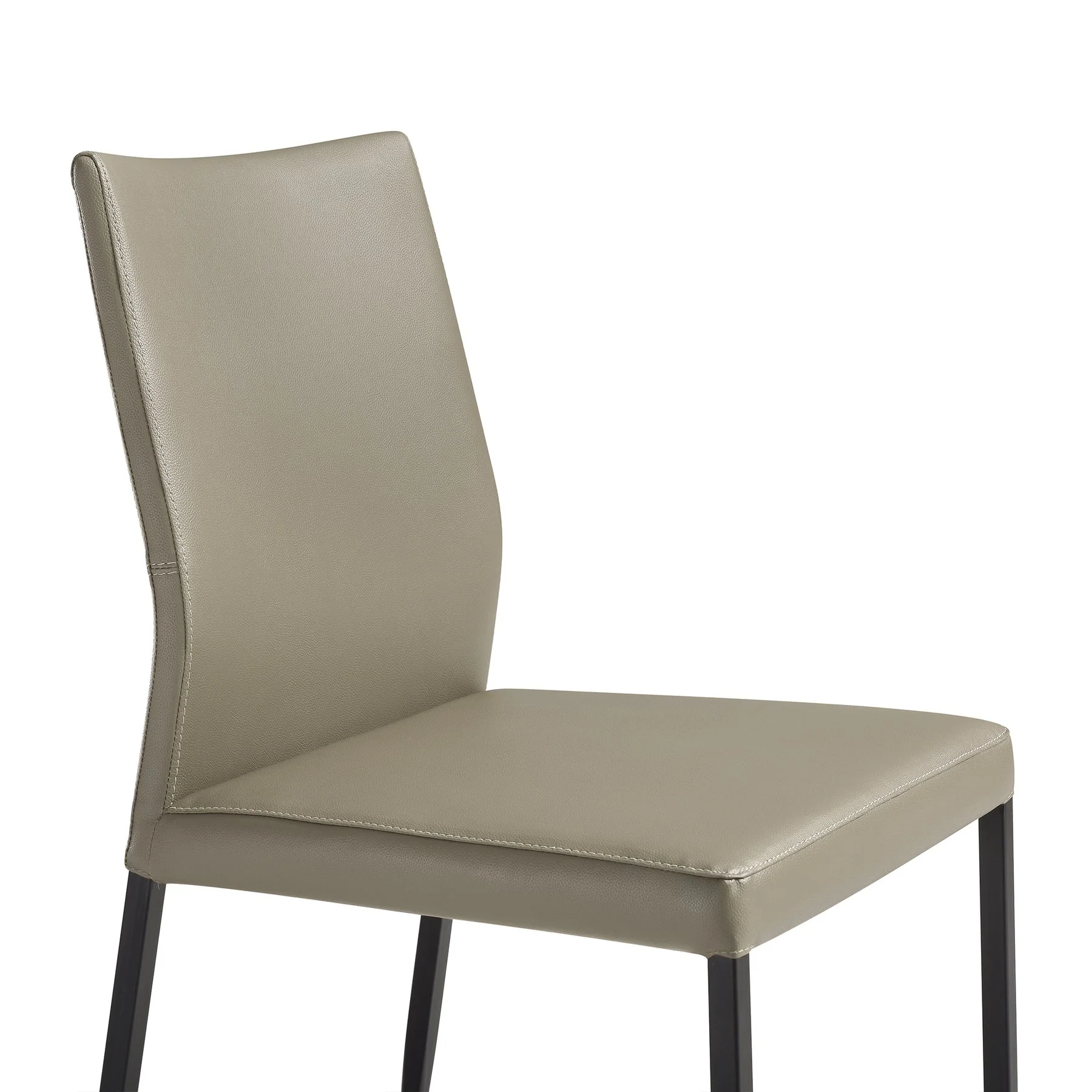Kash Upholstered Dining Chair in Taupe Gray Faux Leather and Black Metal Legs - Set of 2 - Image 6