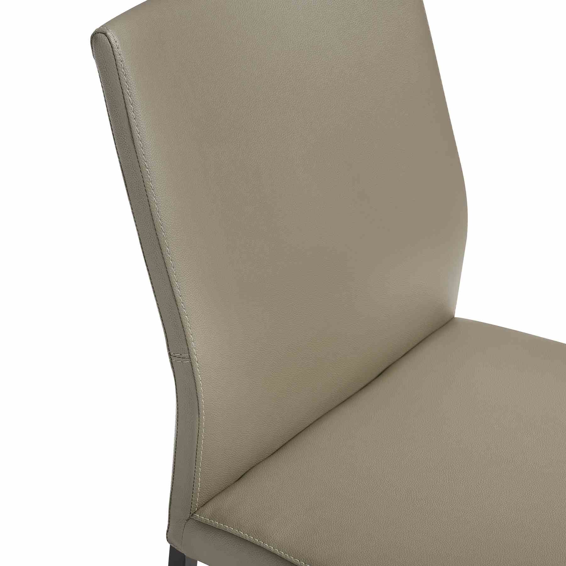 Kash Upholstered Dining Chair in Taupe Gray Faux Leather and Black Metal Legs - Set of 2 - Image 8
