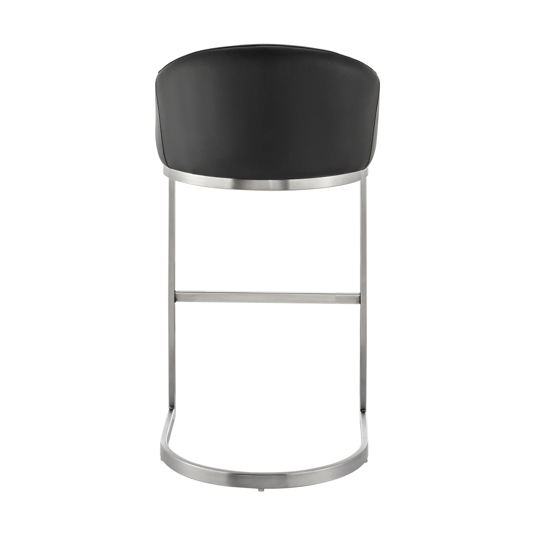 Katherine 26" Counter Stool in Brushed Stainless Steel with Black Faux Leather - Image 5