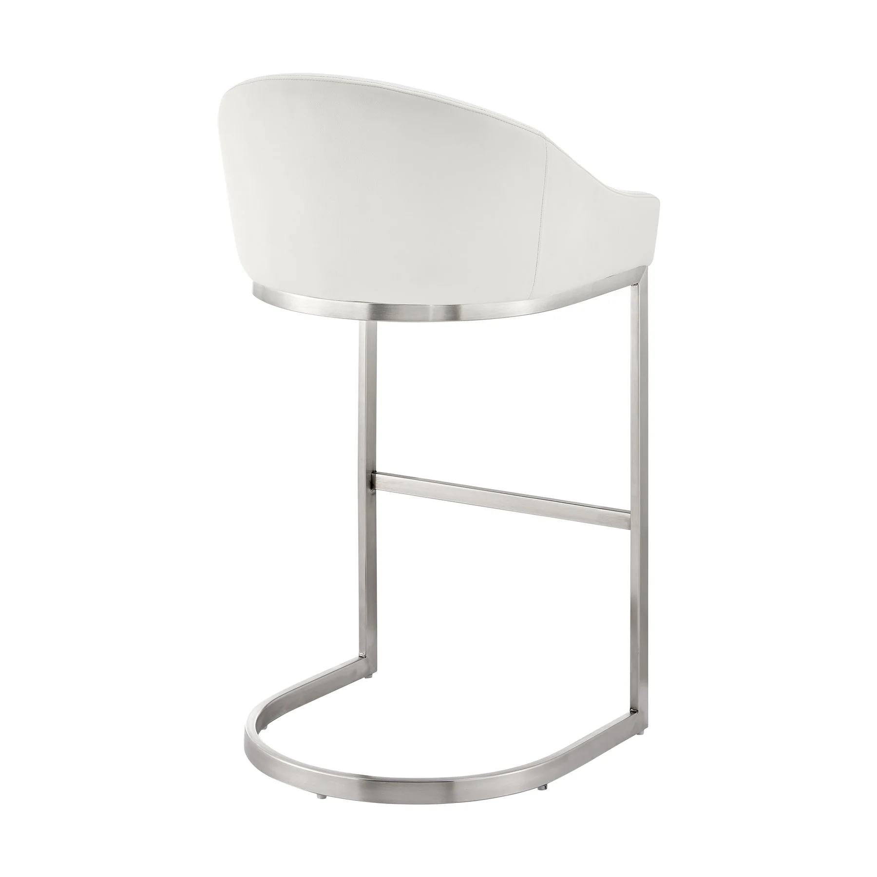 Katherine 26" Counter Stool in Brushed Stainless Steel with White Faux Leather - Image 4