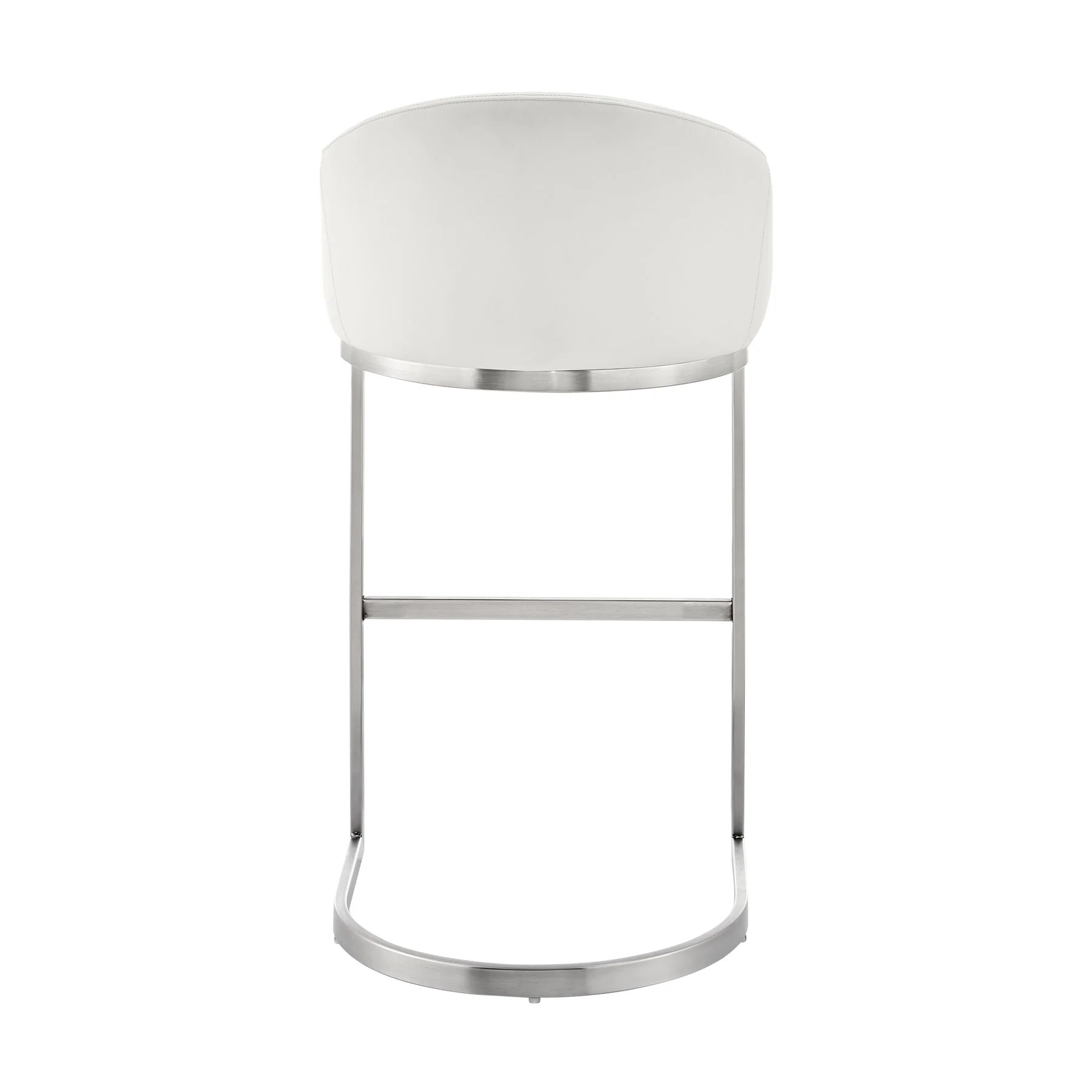 Katherine 26" Counter Stool in Brushed Stainless Steel with White Faux Leather - Image 5