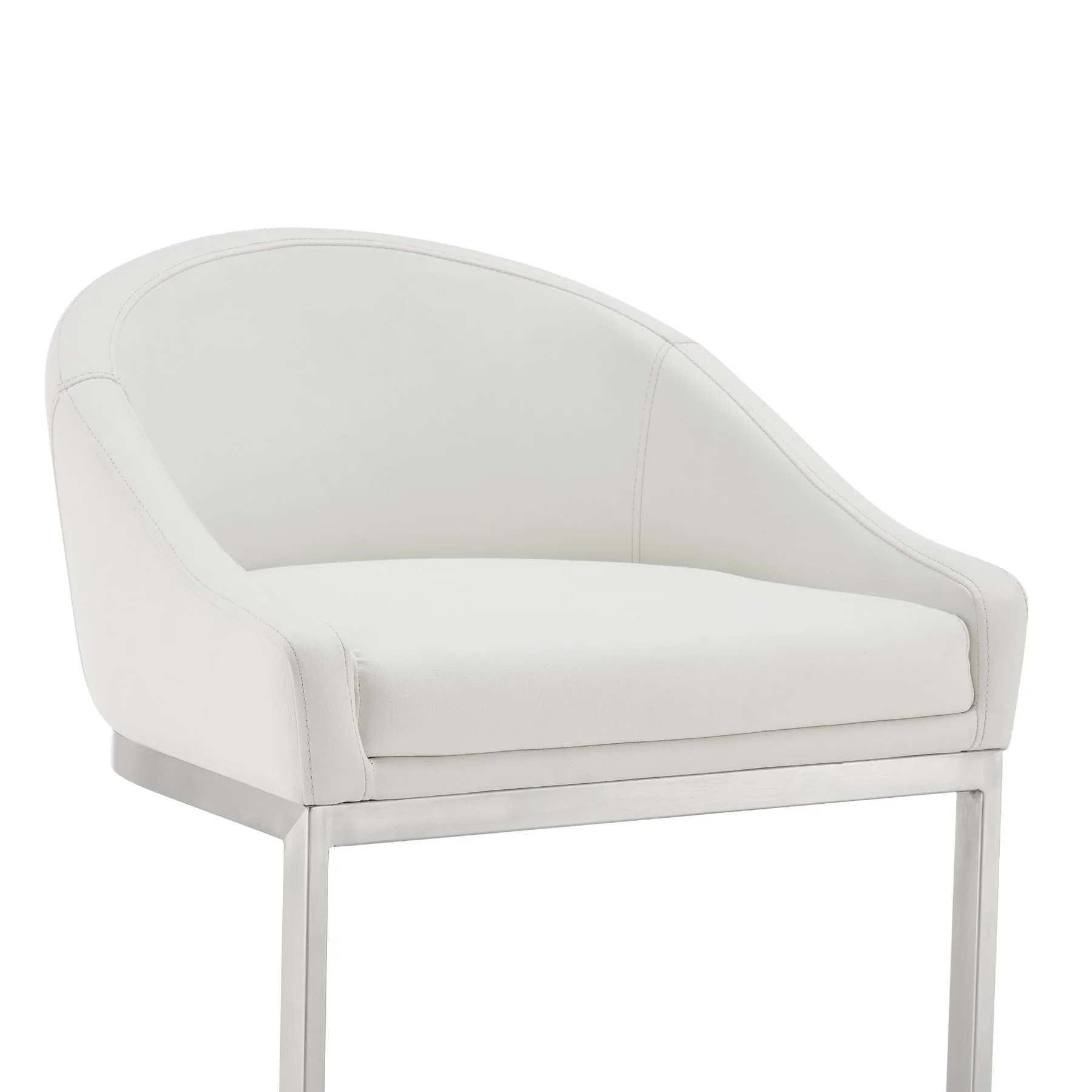 Katherine 26" Counter Stool in Brushed Stainless Steel with White Faux Leather - Image 6