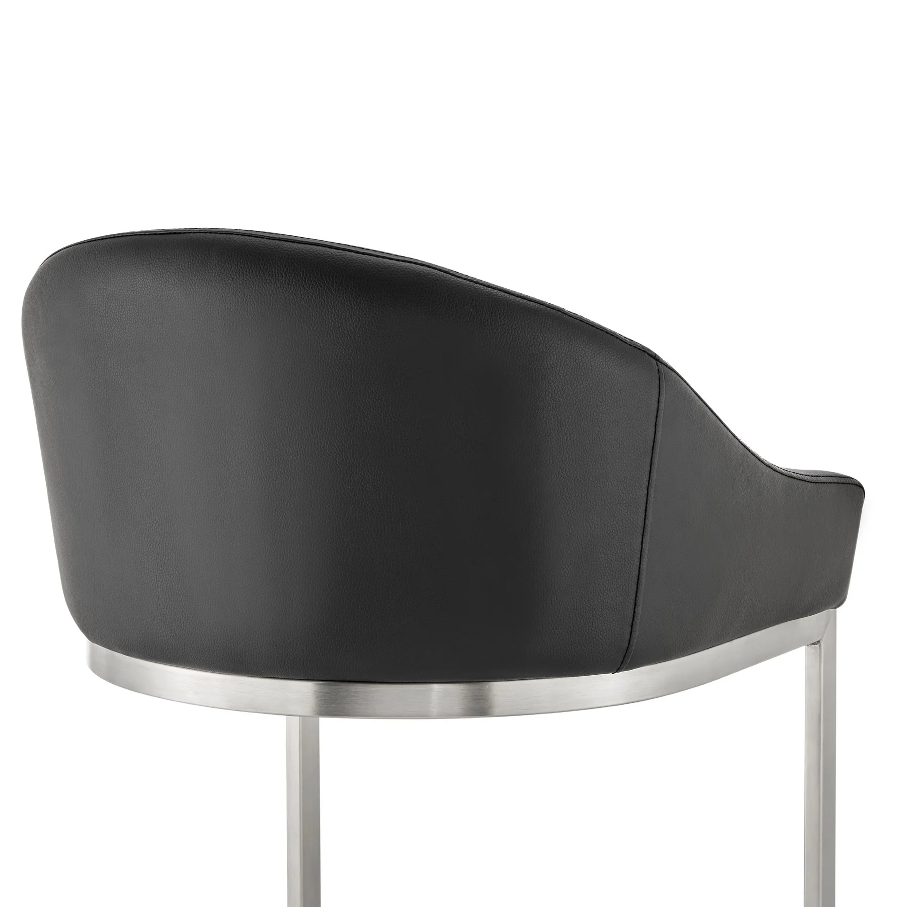 Katherine 30" Bar Stool in Brushed Stainless Steel with Black Faux Leather - Image 7