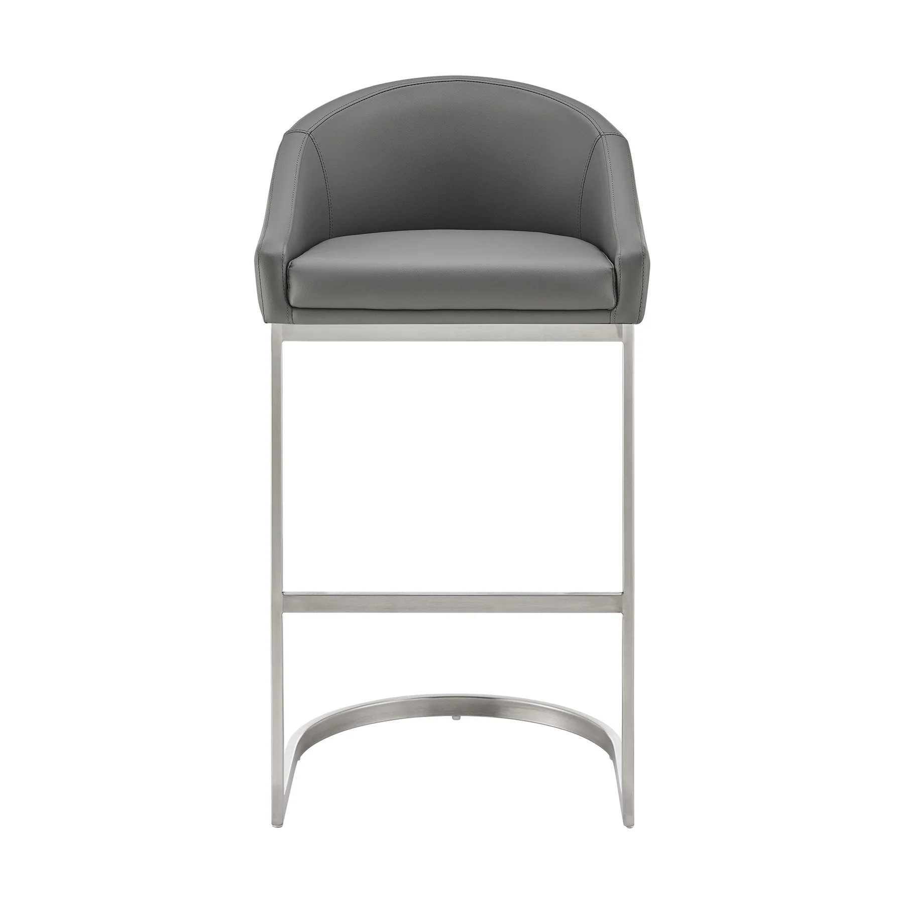 Katherine 30" Bar Stool in Brushed Stainless Steel with Gray Faux Leather - Image 2
