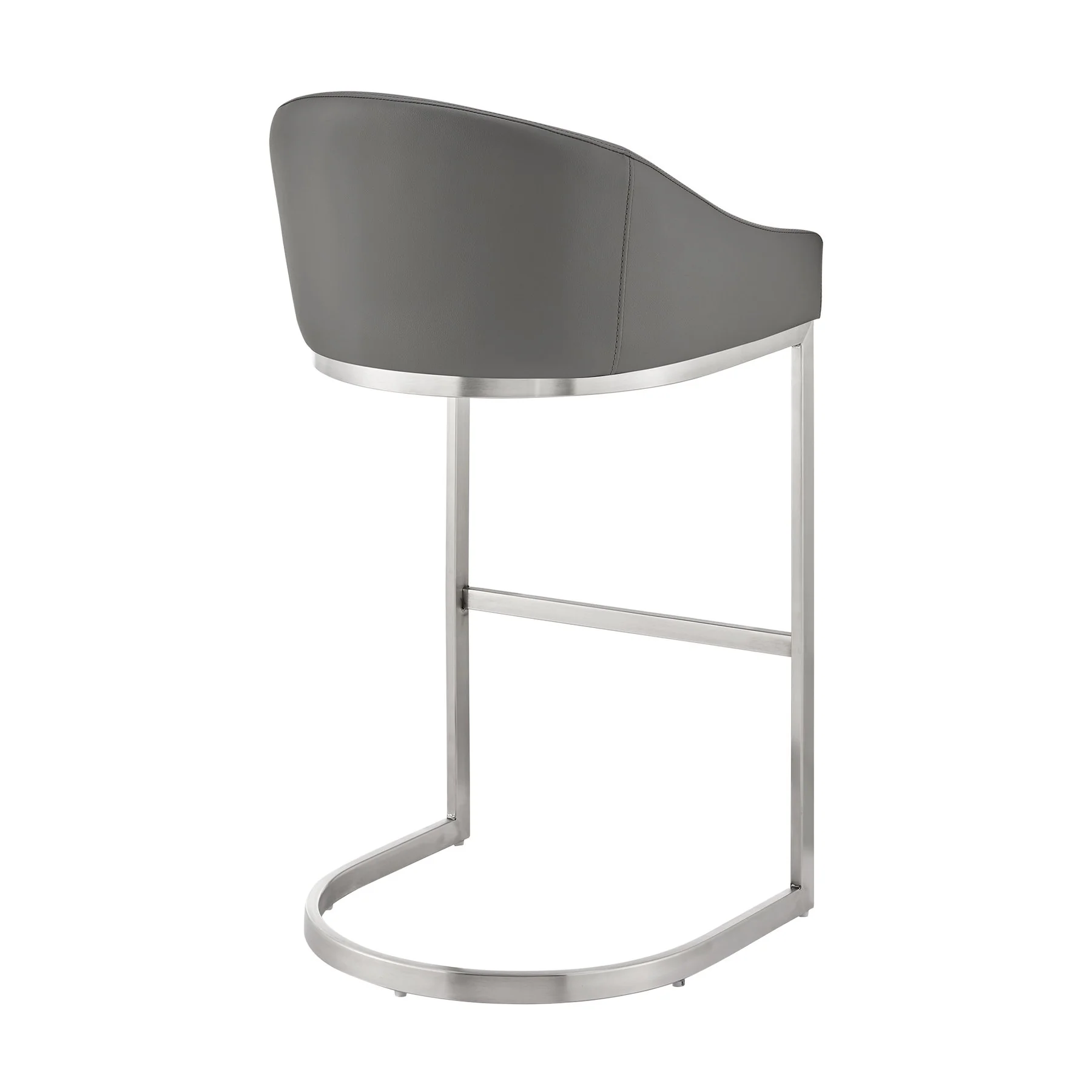 Katherine 30" Bar Stool in Brushed Stainless Steel with Gray Faux Leather - Image 4