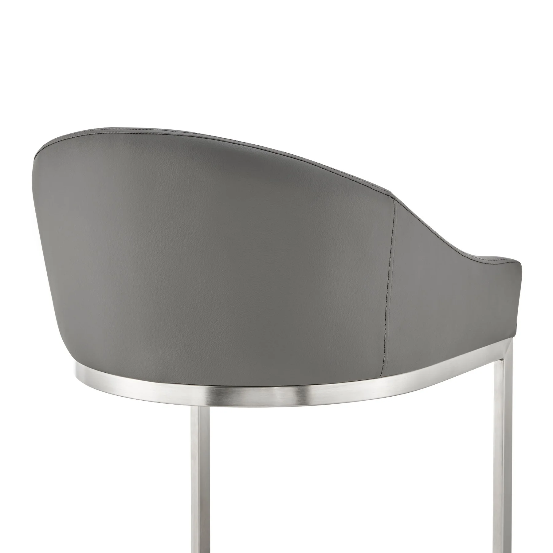 Katherine 30" Bar Stool in Brushed Stainless Steel with Gray Faux Leather - Image 7