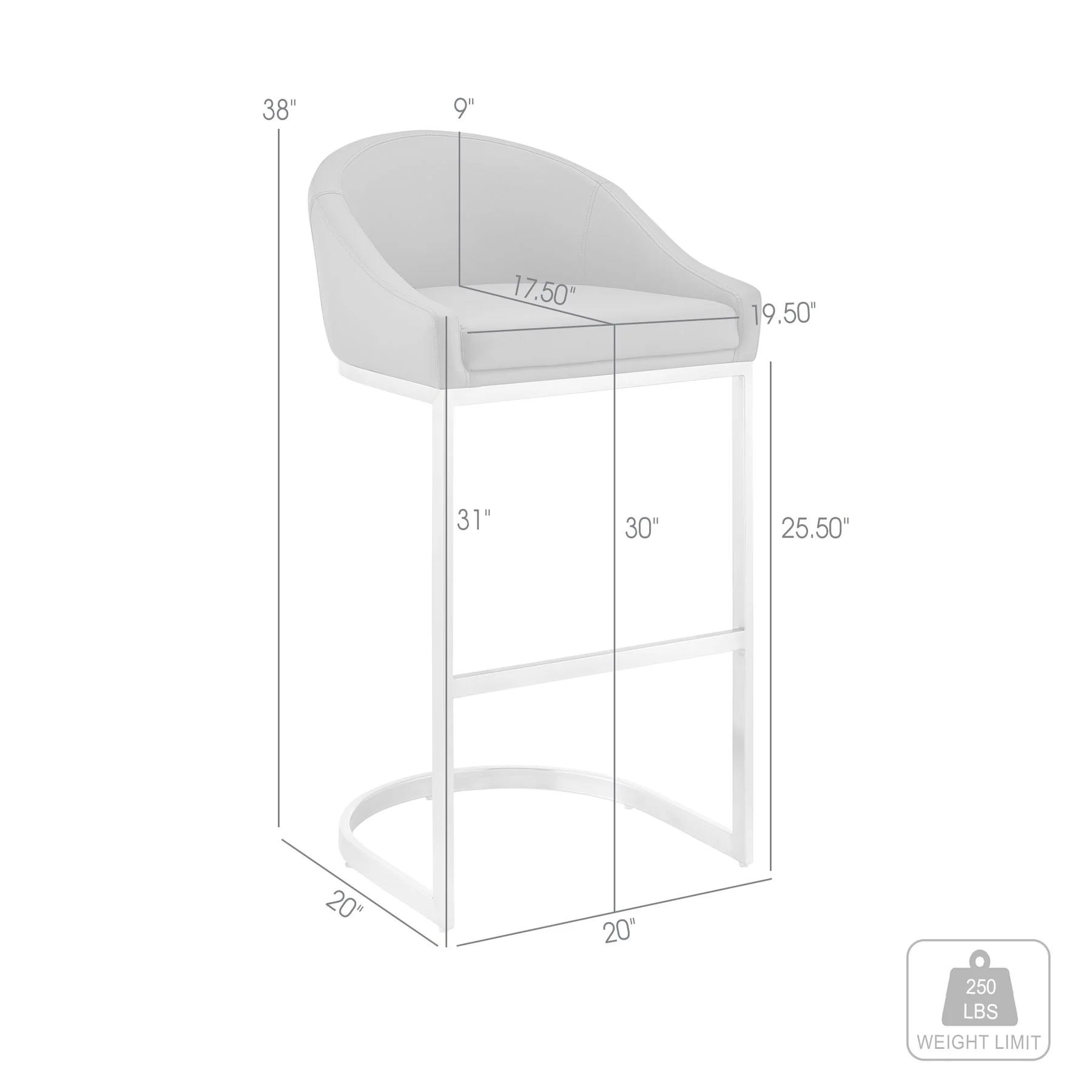 Katherine 30" Bar Stool in Brushed Stainless Steel with Gray Faux Leather - Image 9