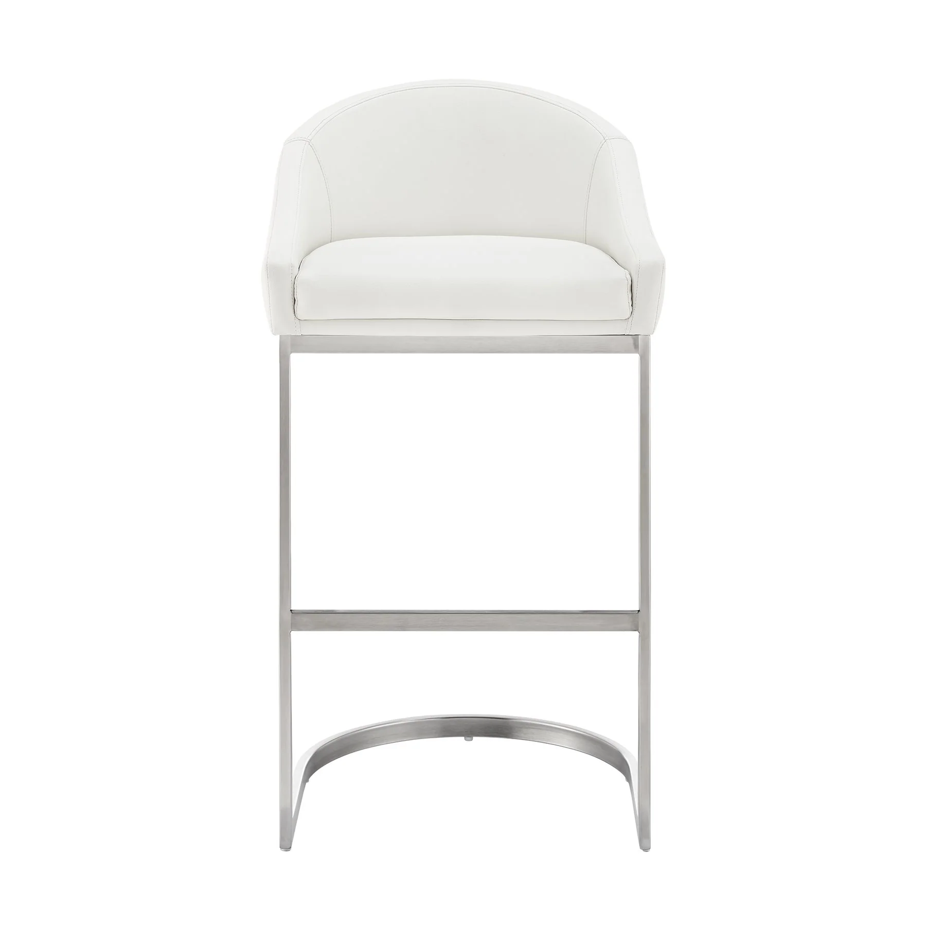 Katherine 30" Bar Stool in Brushed Stainless Steel with White Faux Leather - Image 2