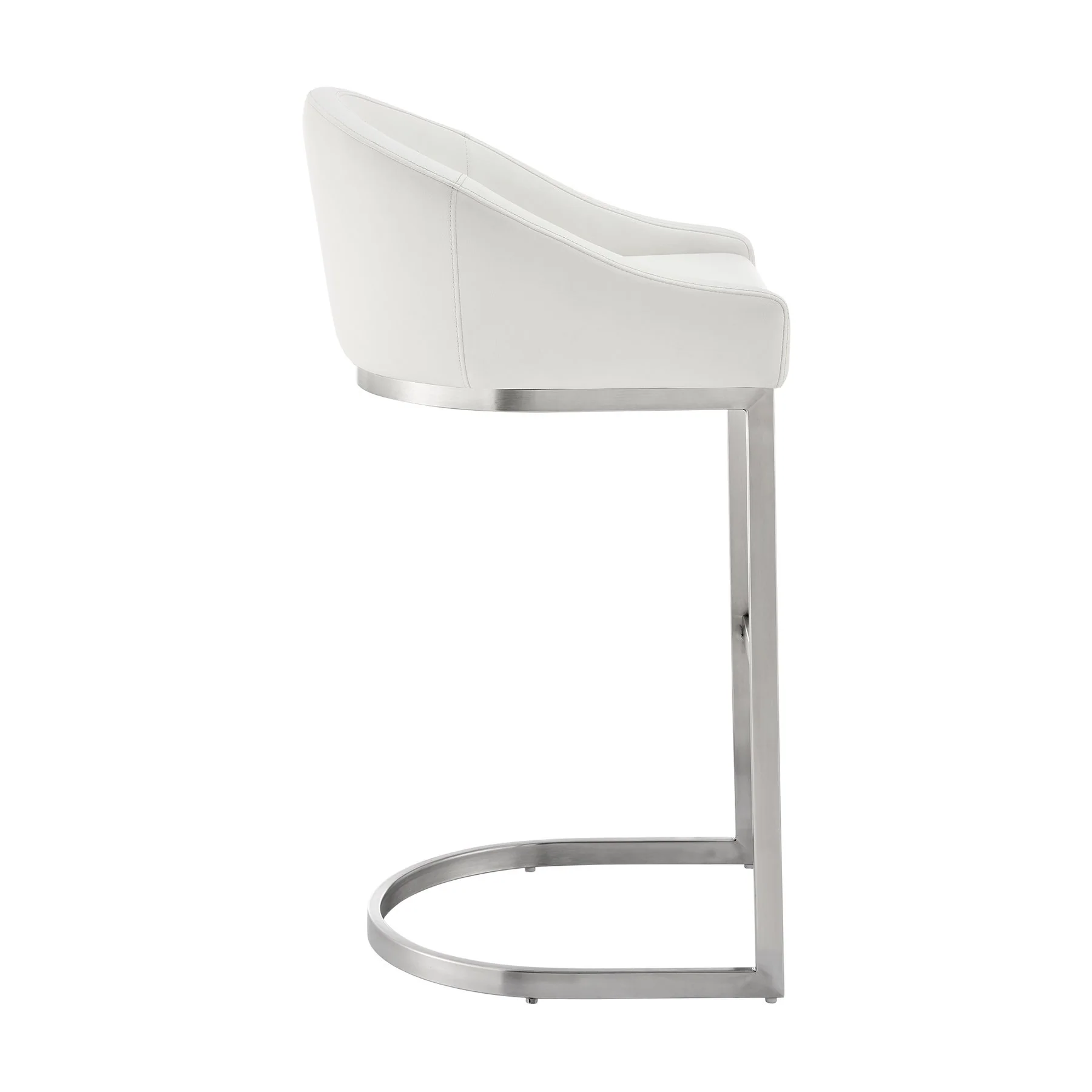 Katherine 30" Bar Stool in Brushed Stainless Steel with White Faux Leather - Image 3