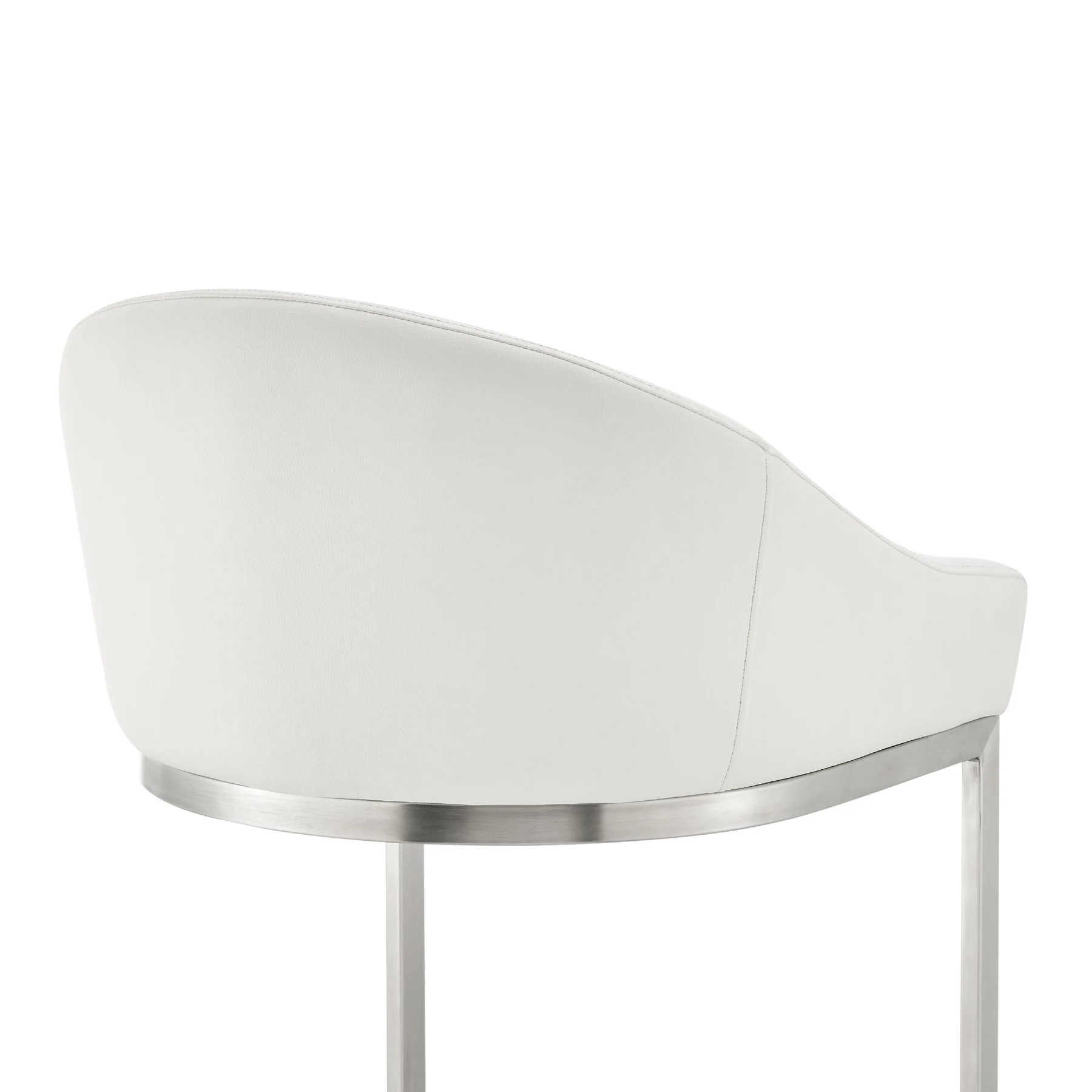 Katherine 30" Bar Stool in Brushed Stainless Steel with White Faux Leather - Image 7