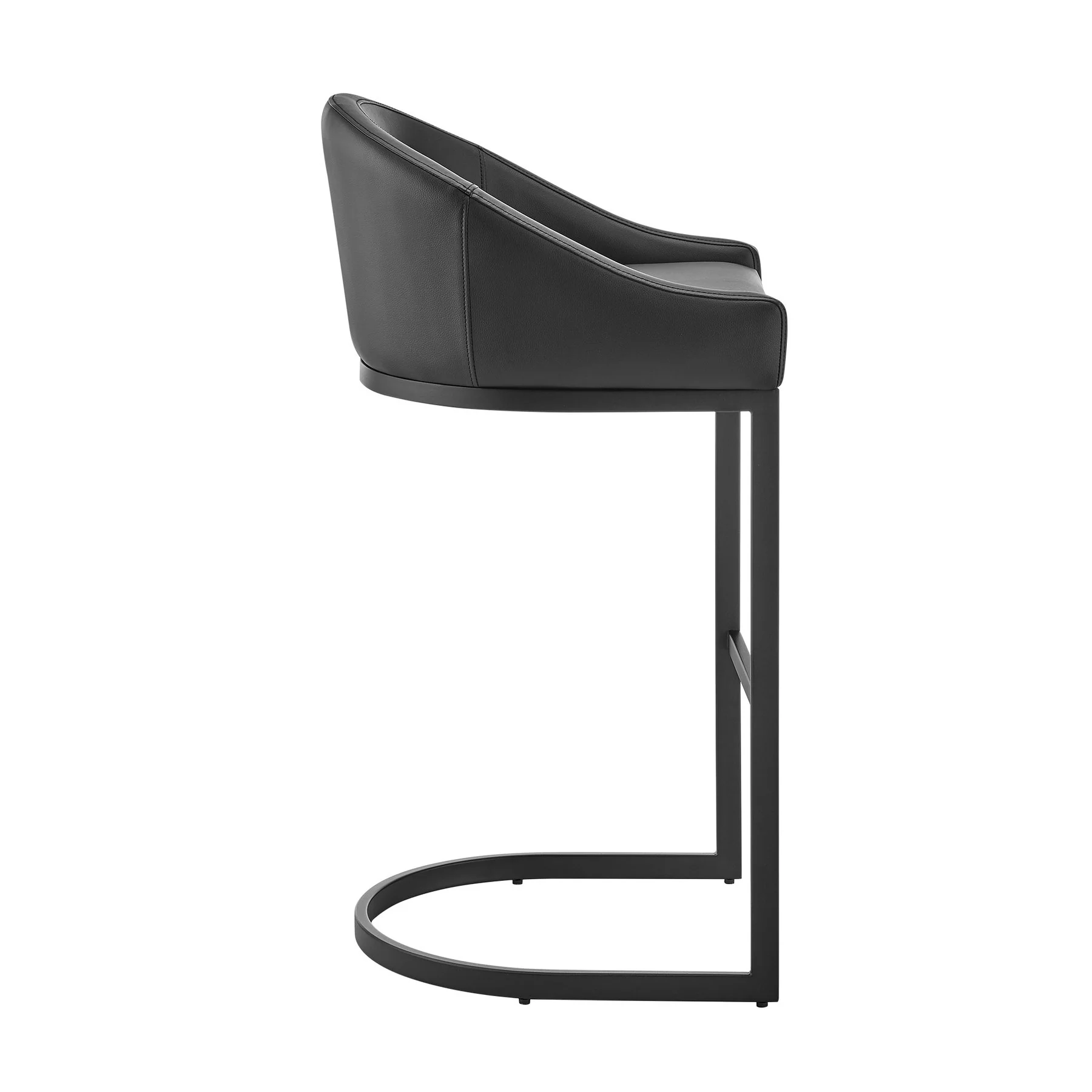 Katherine Bar Stool in Black Metal with Black Faux Leather - Image 3