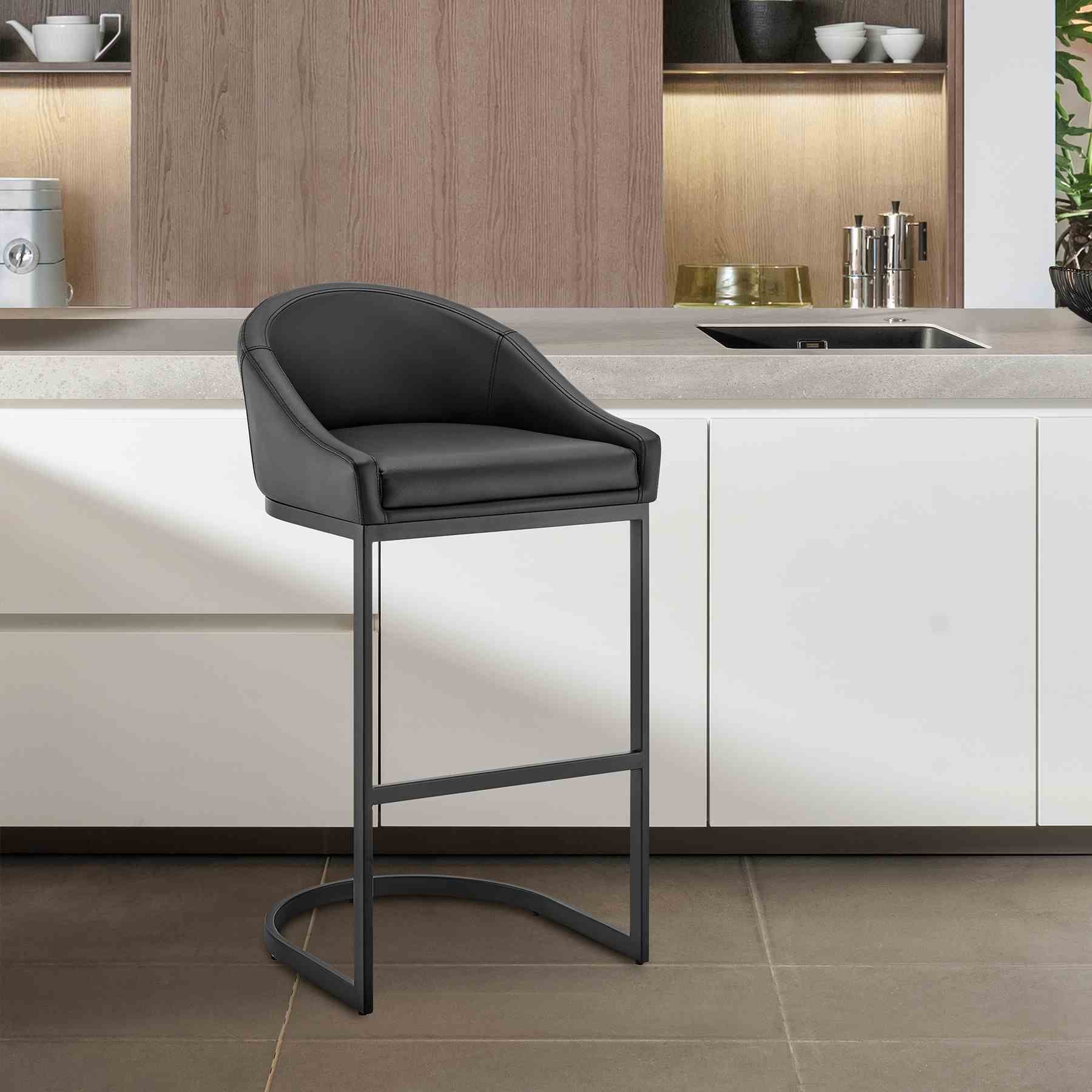 Katherine Counter Stool in Black Metal with Black Faux Leather - Image 12