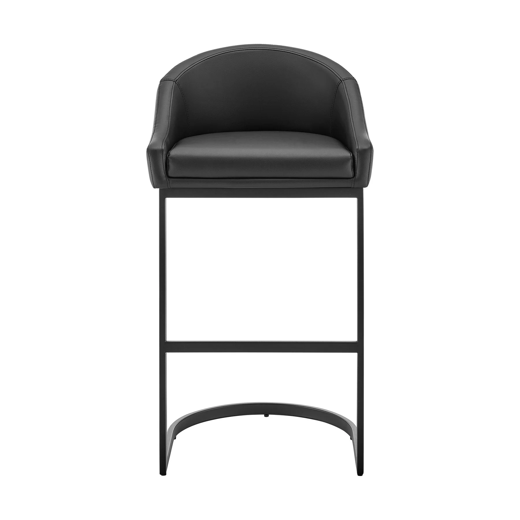 Katherine Counter Stool in Black Metal with Black Faux Leather - Image 2