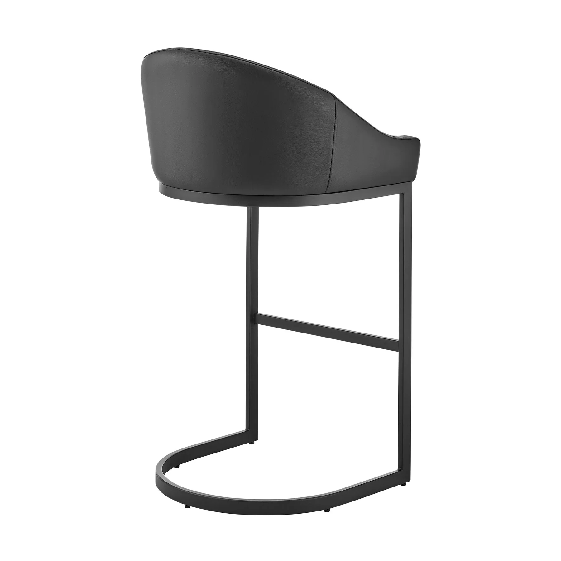 Katherine Counter Stool in Black Metal with Black Faux Leather - Image 4