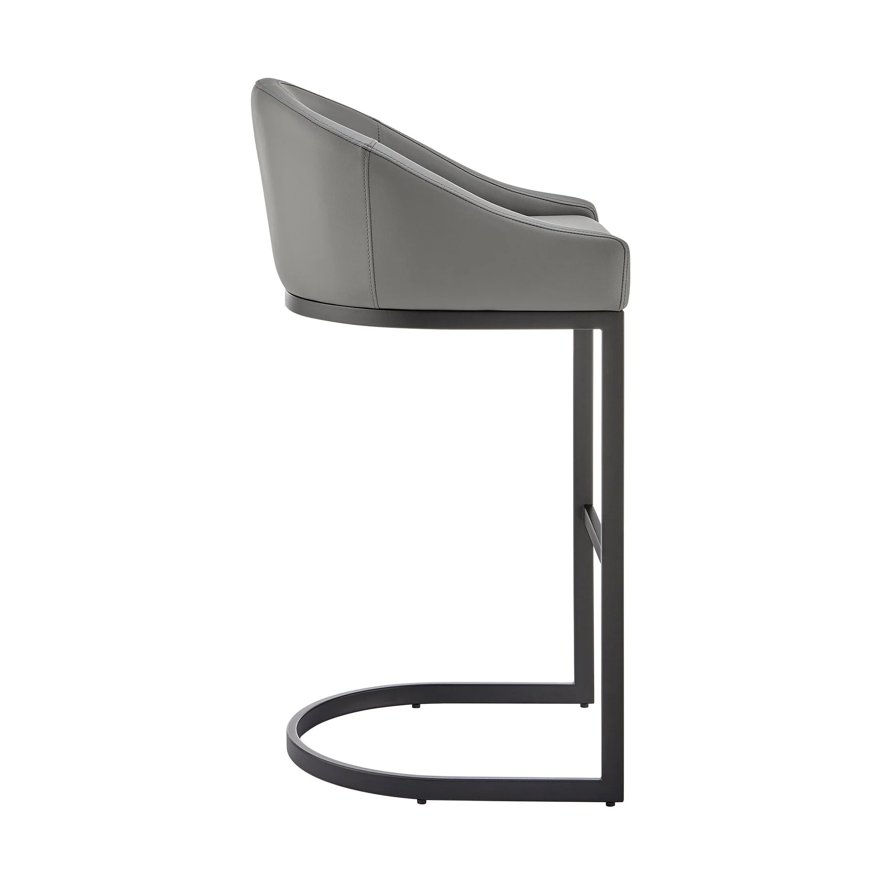 Katherine Counter Stool in Black Metal with Gray Faux Leather - Image 3
