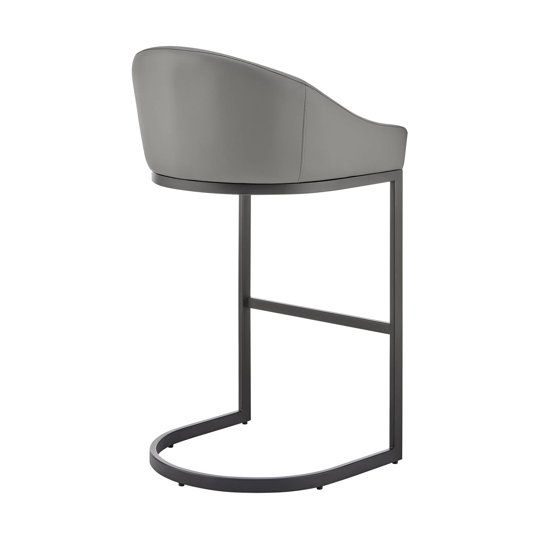 Katherine Counter Stool in Black Metal with Gray Faux Leather - Image 4