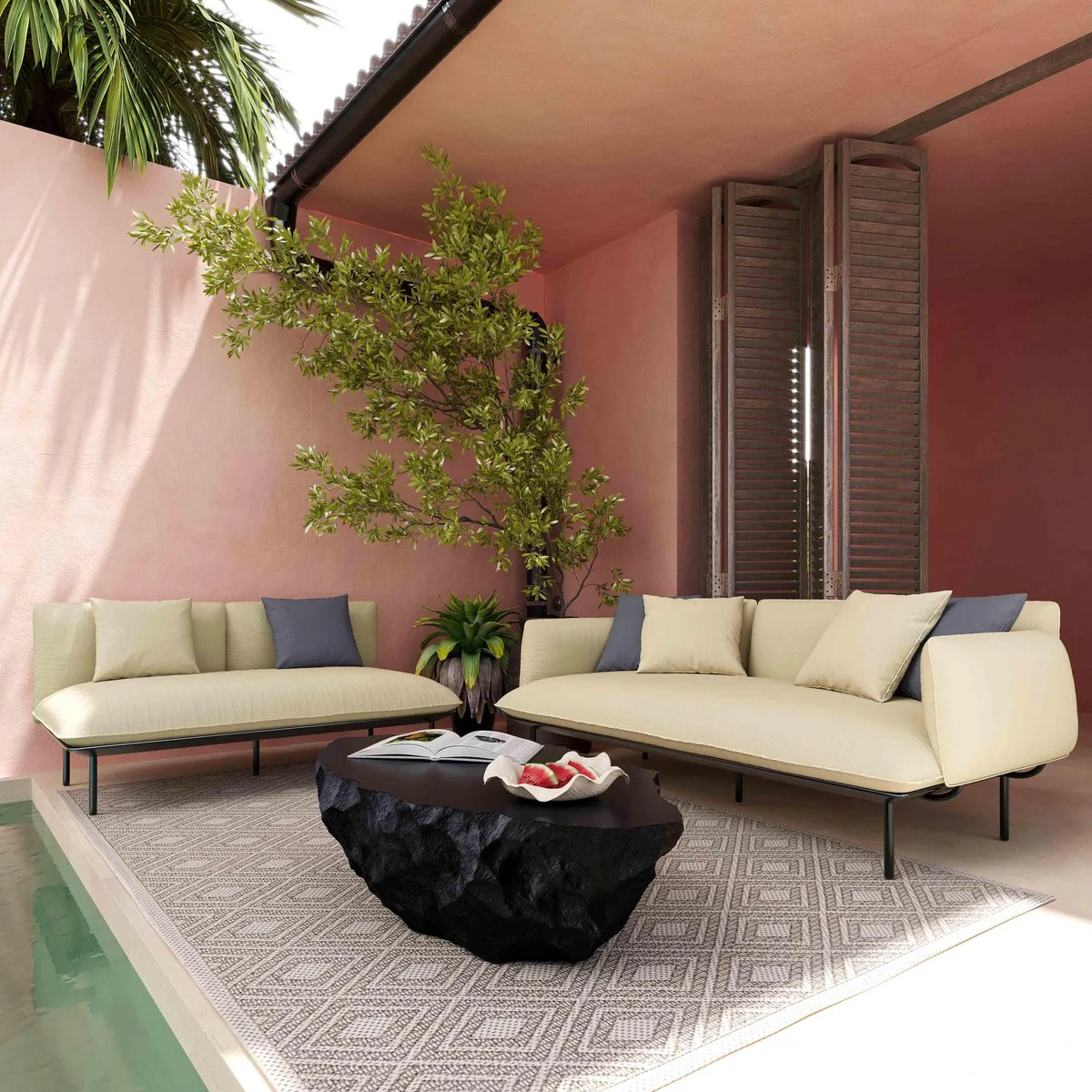 Katti Beige Outdoor Loveseat - Image 2