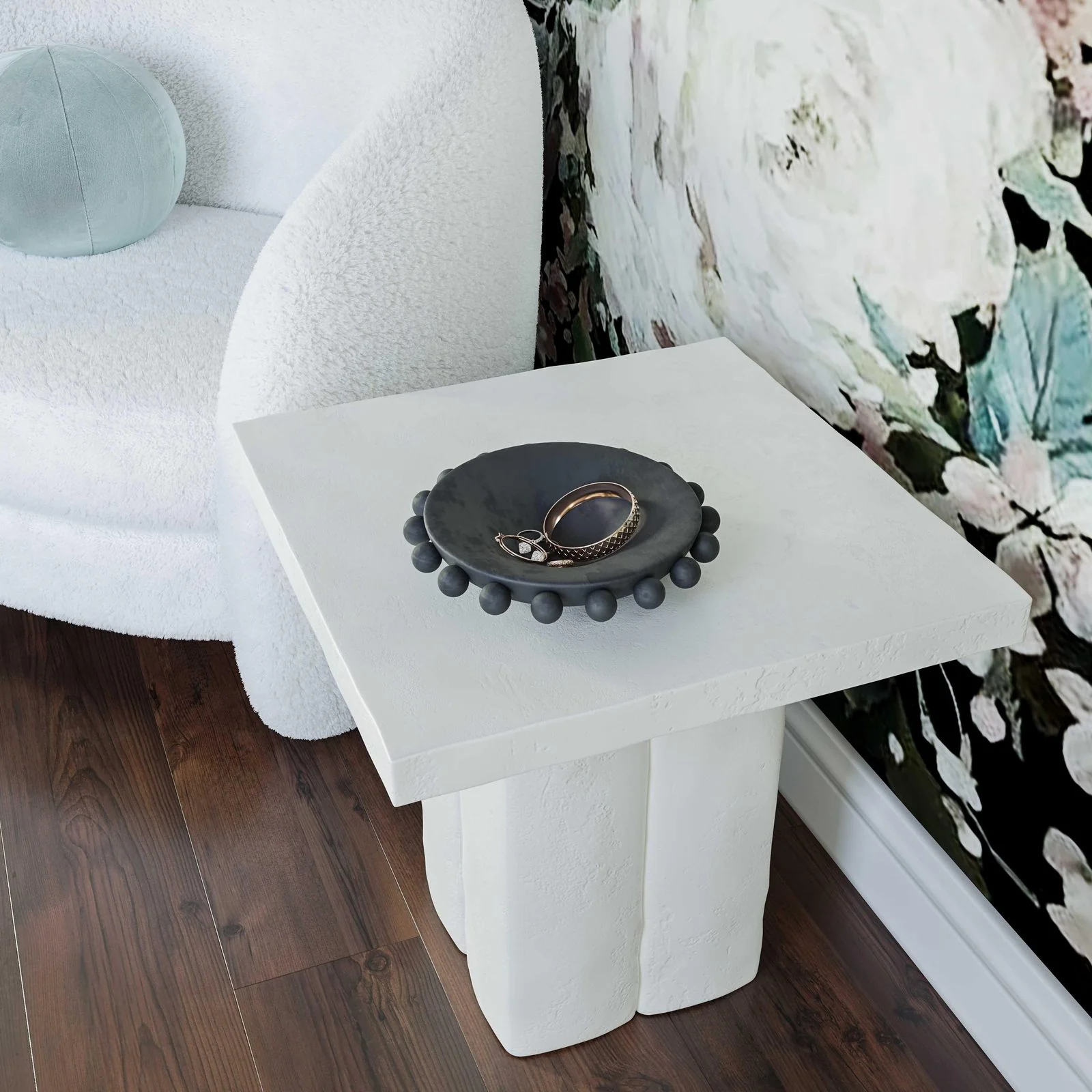Kayla White Concrete Side Table - Image 2