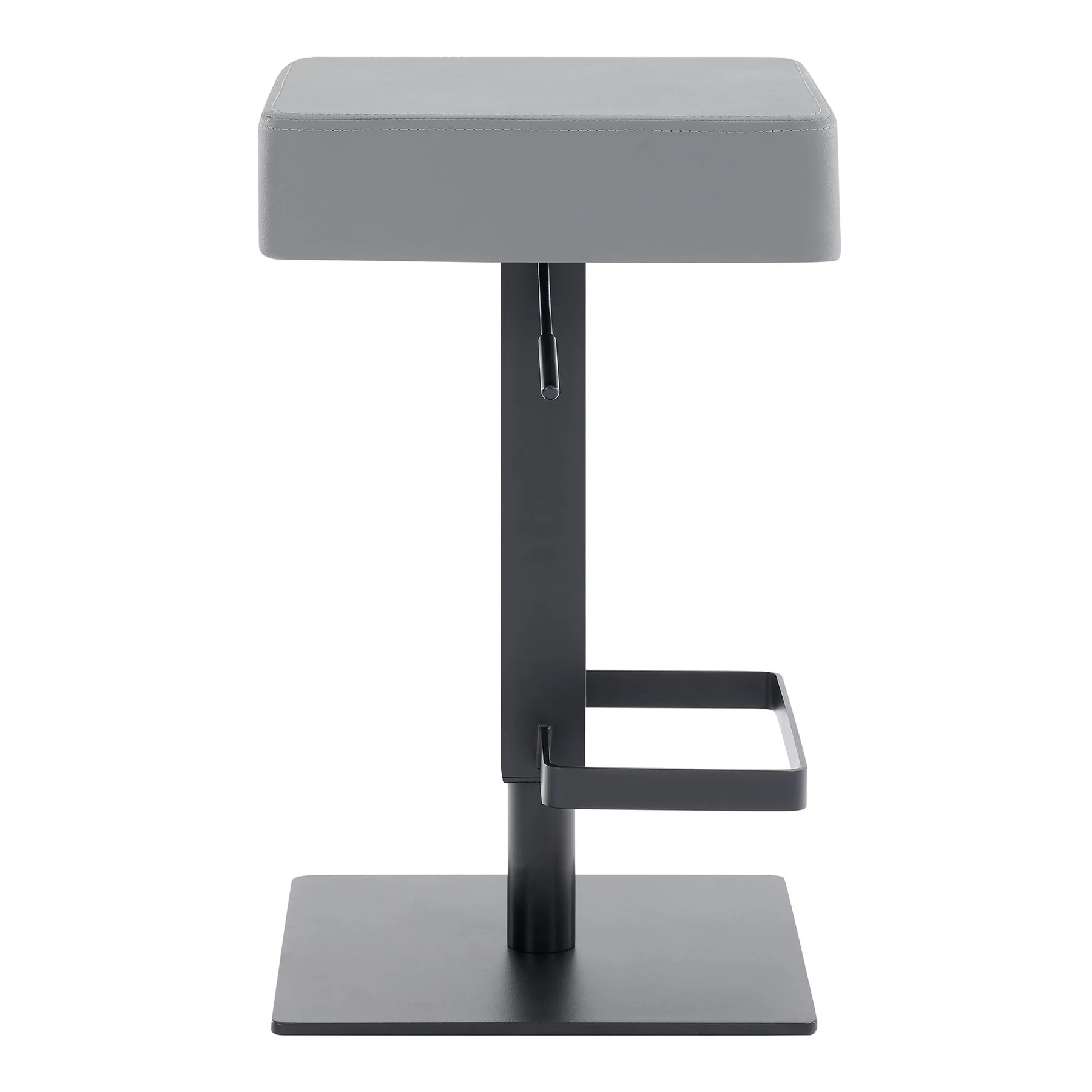 Kaylee Adjustable Height Swivel Gray Faux Leather and Black Metal Backless Bar Stool - Image 3