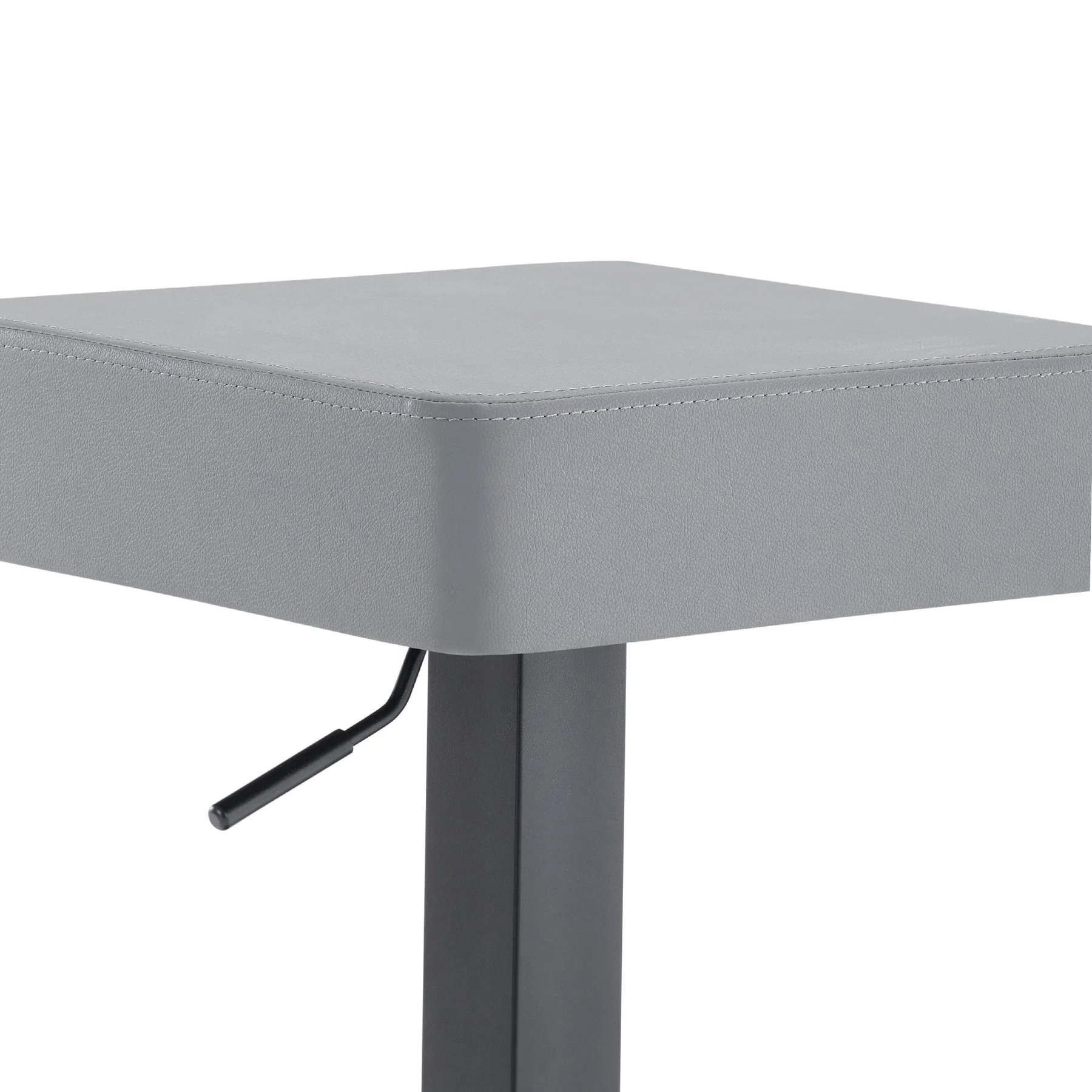 Kaylee Adjustable Height Swivel Gray Faux Leather and Black Metal Backless Bar Stool - Image 4