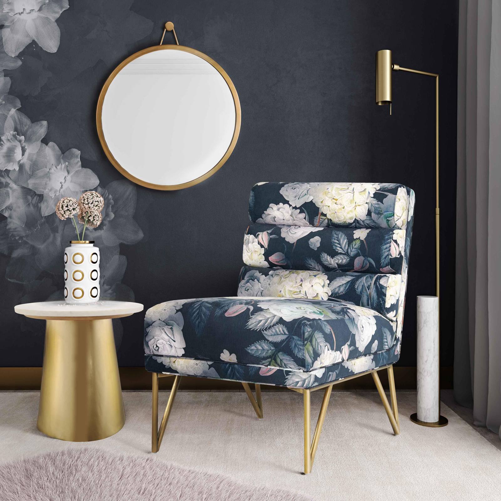 Kelly Floral Velvet Chair - Image 2