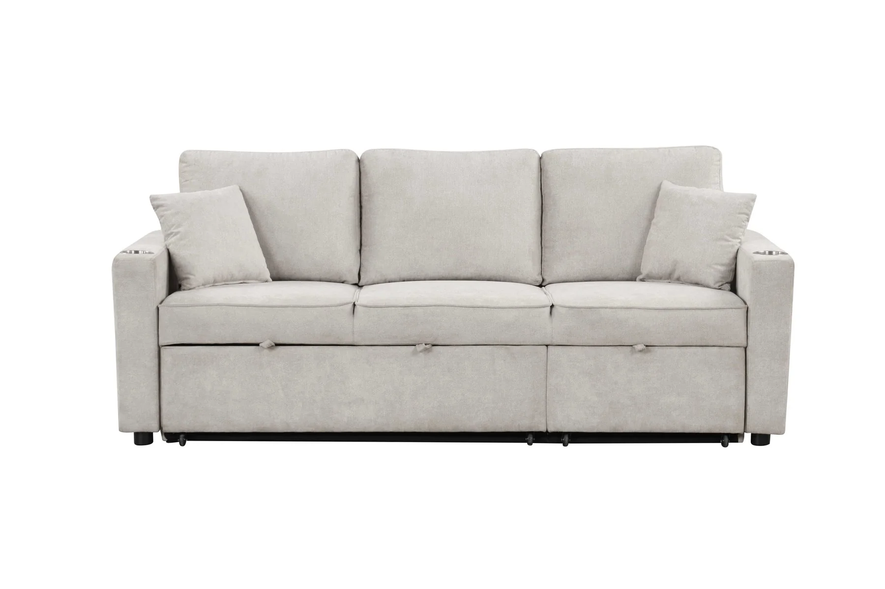 Kendal Sleeper Sofa Sectional w/ Cupholder, Beige - Image 8
