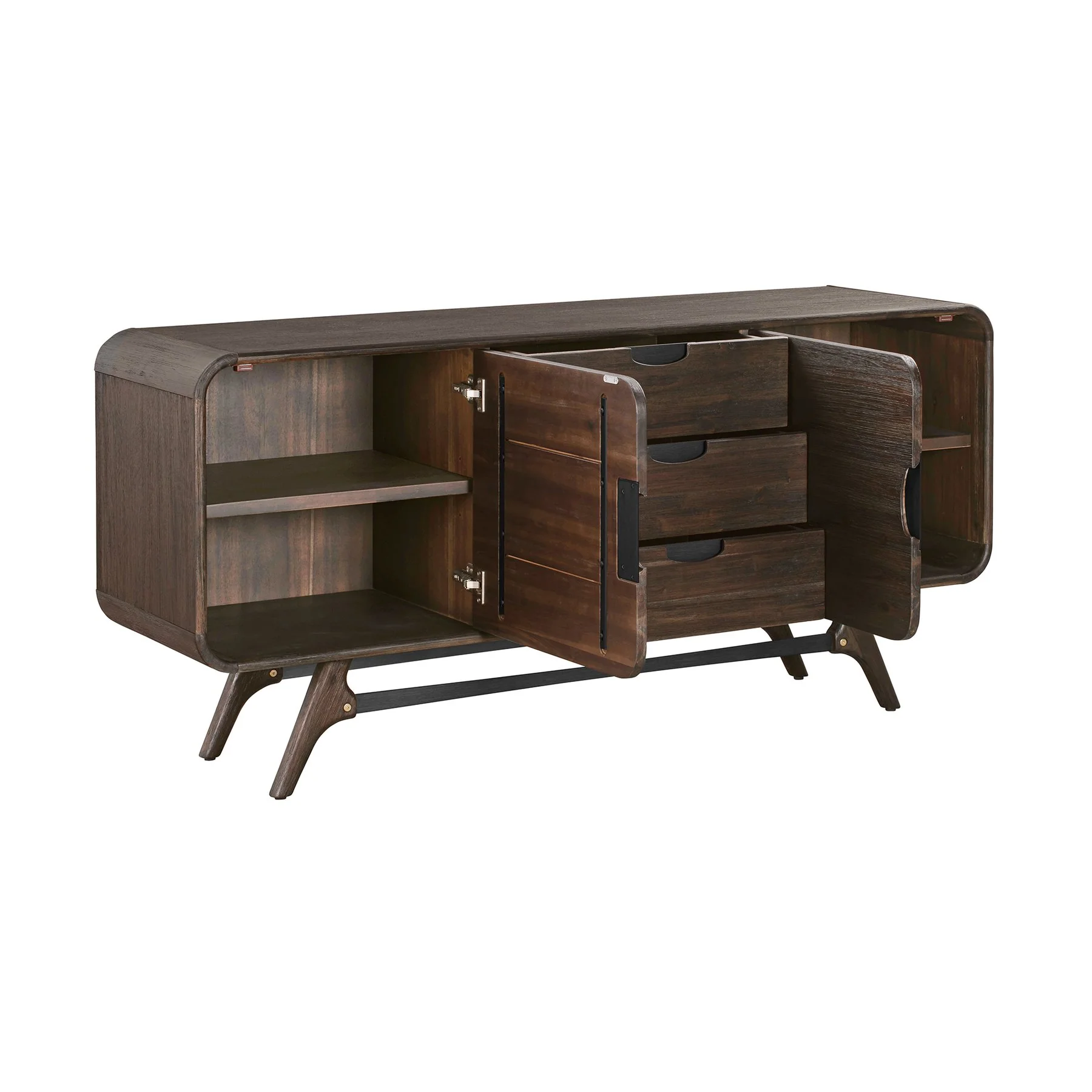 Kendra 3 Drawer Sideboard Buffet in Brown Acacia Wood - Image 3