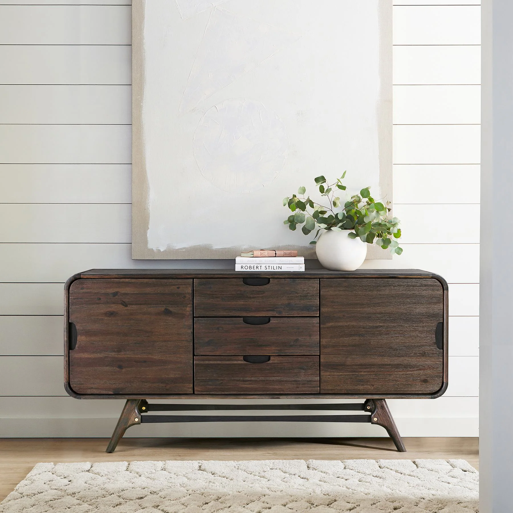 Kendra 3 Drawer Sideboard Buffet in Brown Acacia Wood - Image 8
