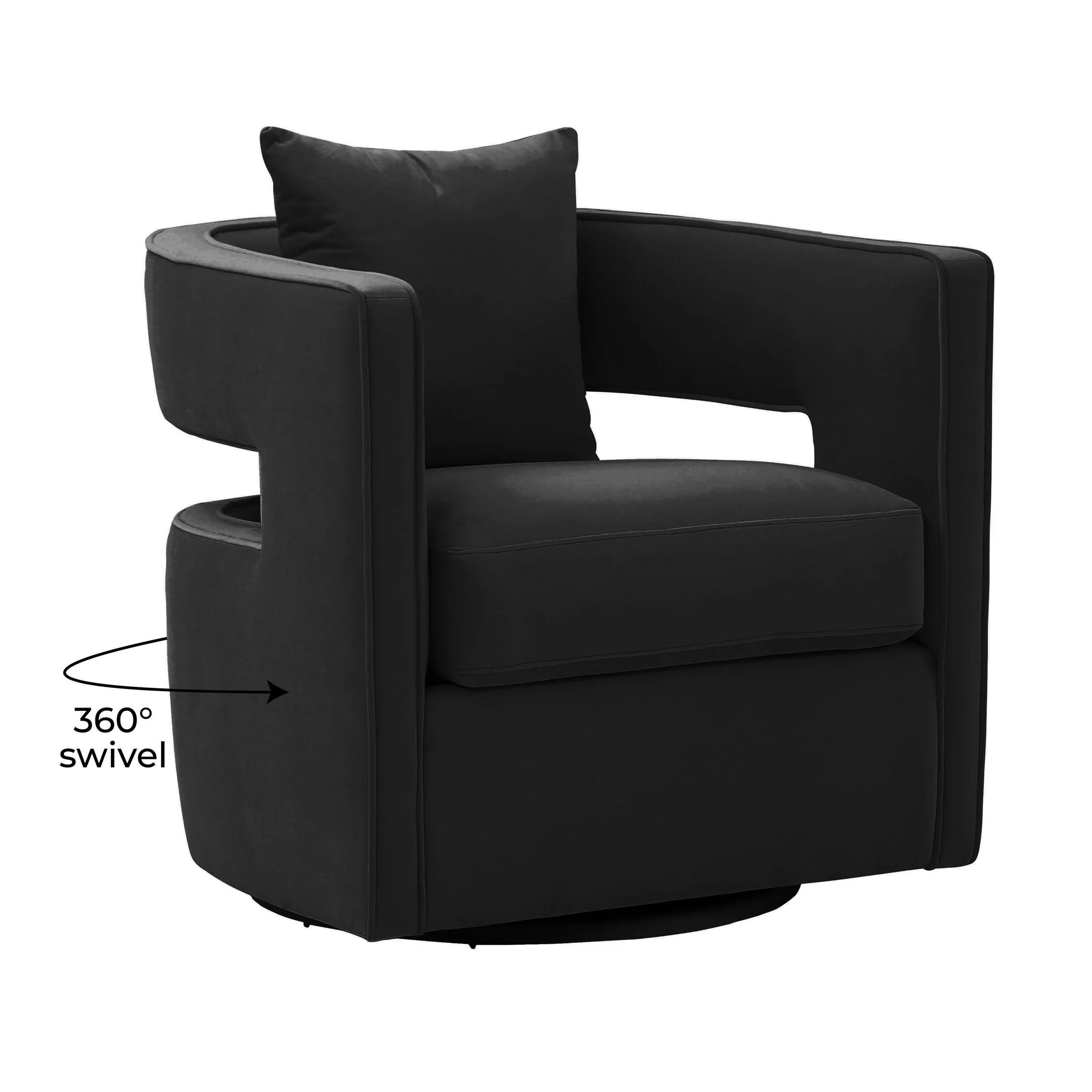 Kennedy Black Velvet Swivel Chair - Image 6