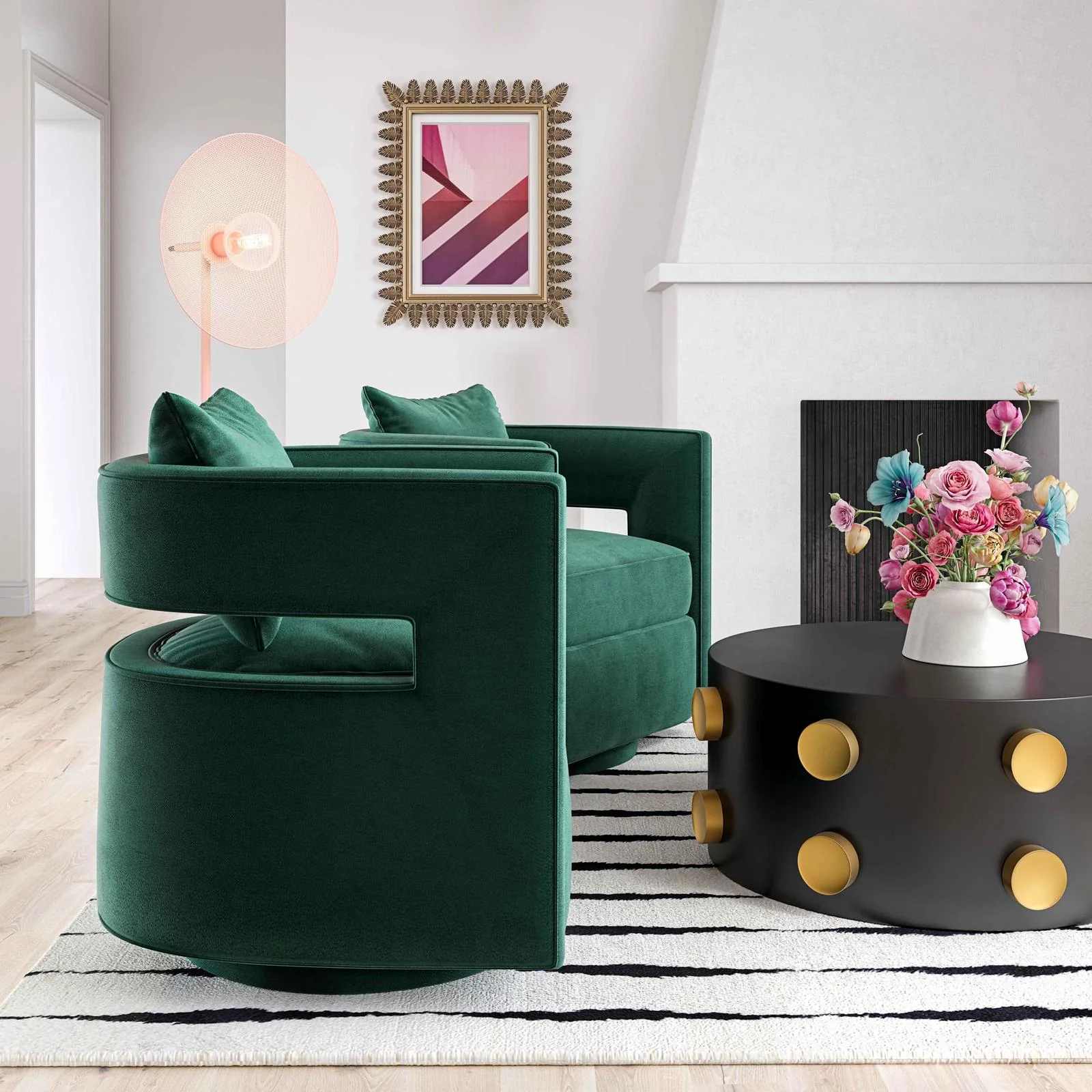Kennedy Forest Green Velvet Swivel Chair - Image 2
