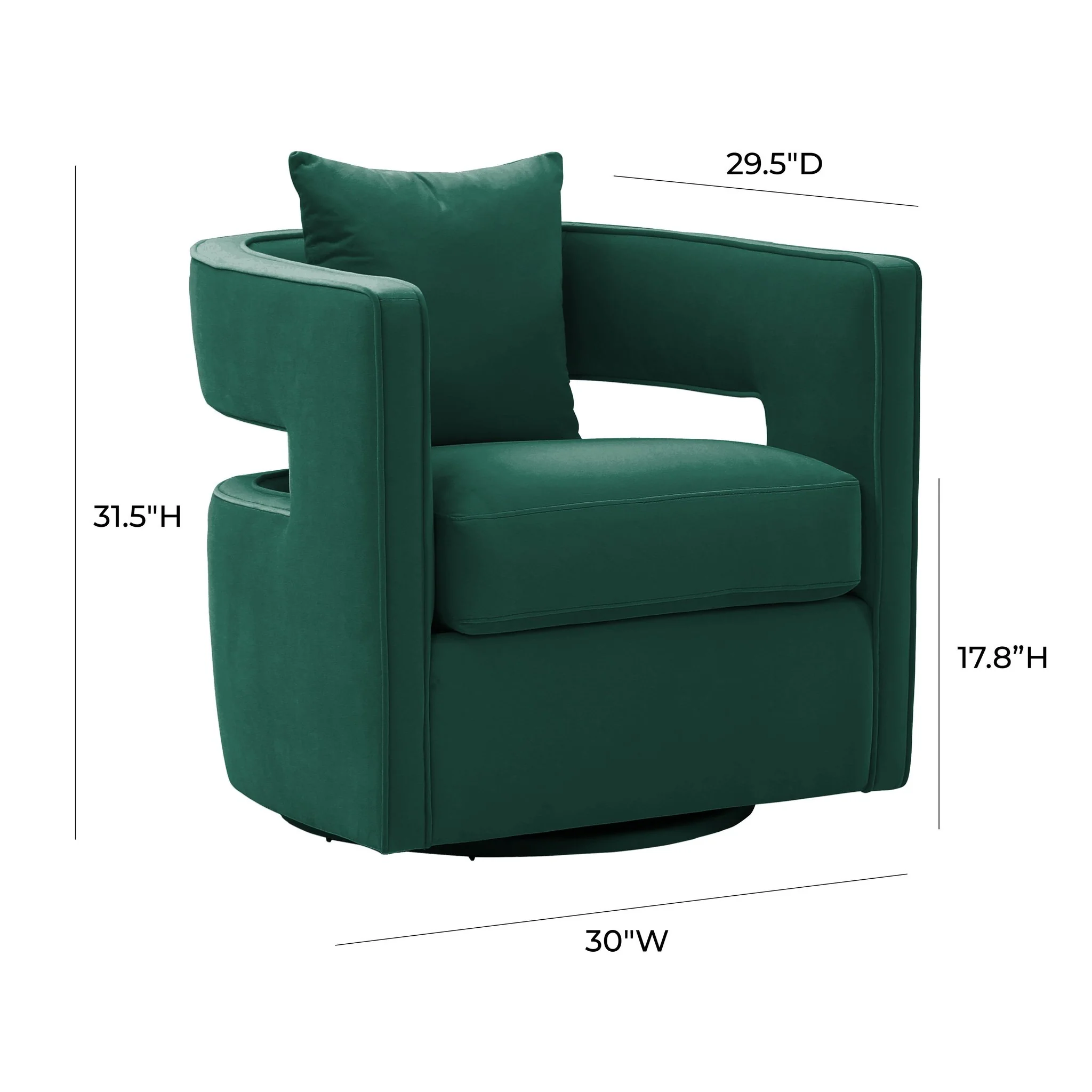 Kennedy Forest Green Velvet Swivel Chair - Image 6