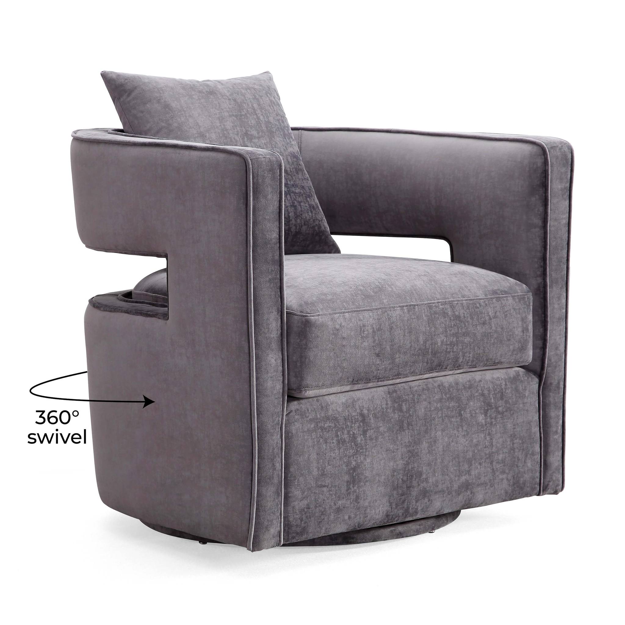 Kennedy Grey Textured Velvet Swivel Chair - Image 6