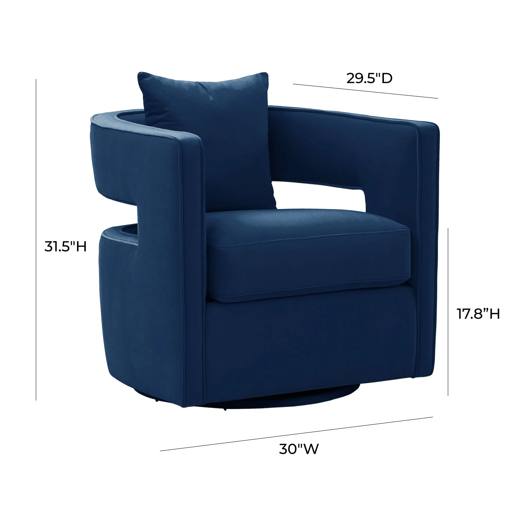Kennedy Navy Velvet Swivel Chair - Image 7