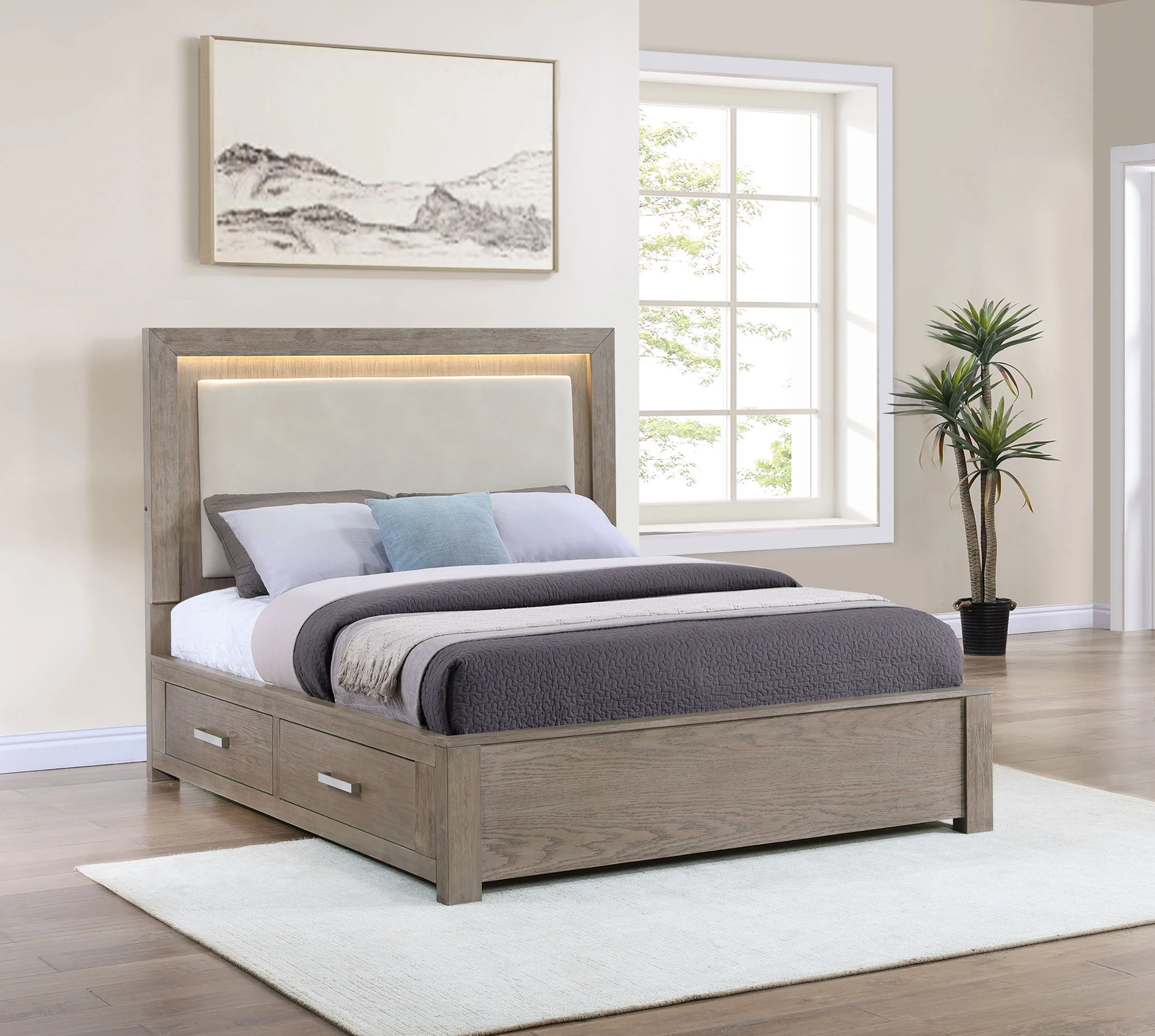 Kenora Panel Platform Storage Bed with LED Lighting - Image 32