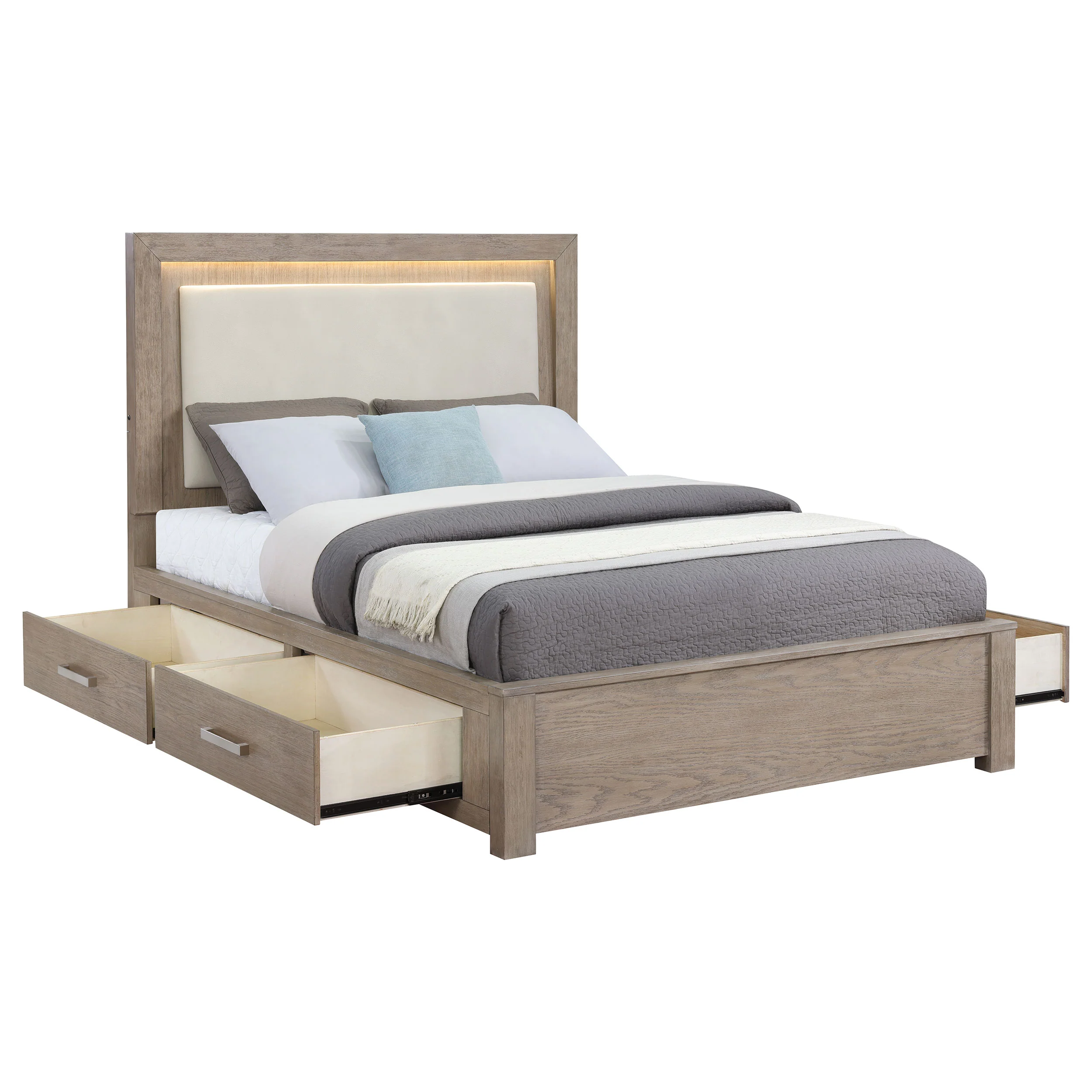 Kenora Panel Platform Storage Bed with LED Lighting - Image 36