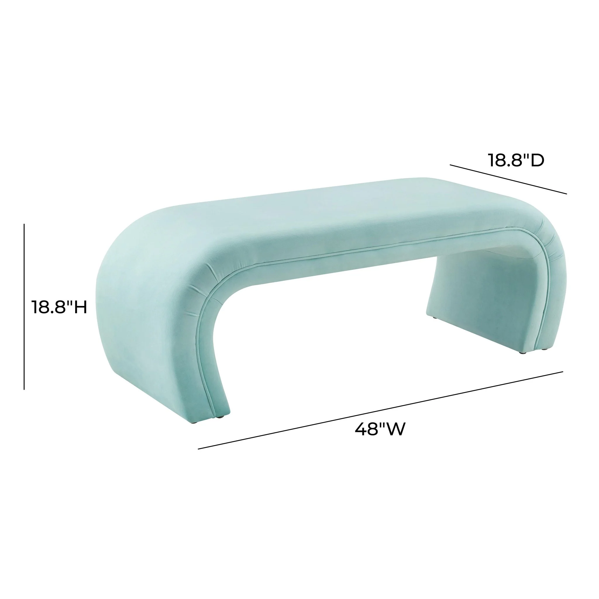 Kenya Bright Blue Velvet Bench - Image 6