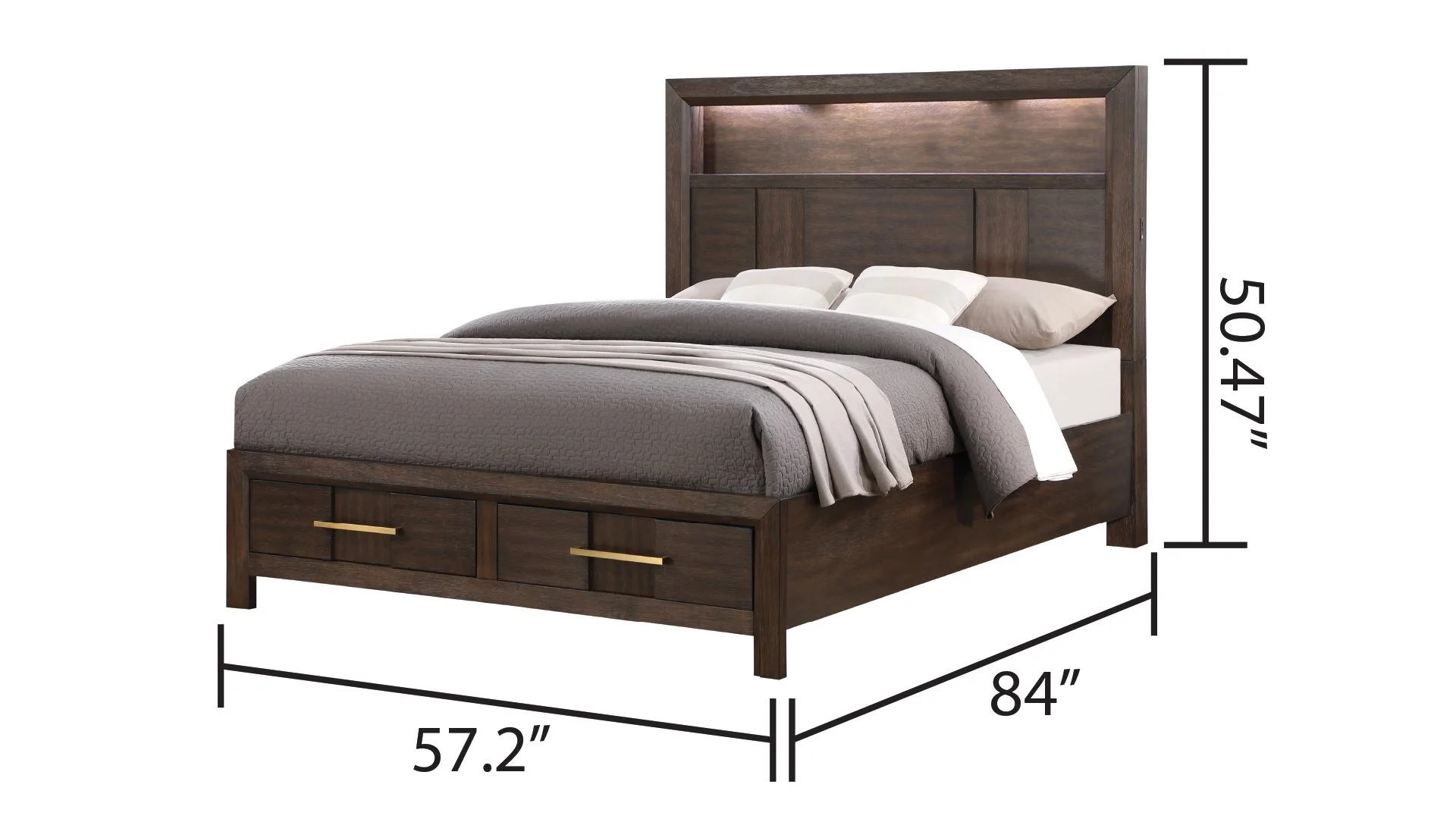 Kenzo Full 4 Pc Bedroom Set Walnut - Image 5