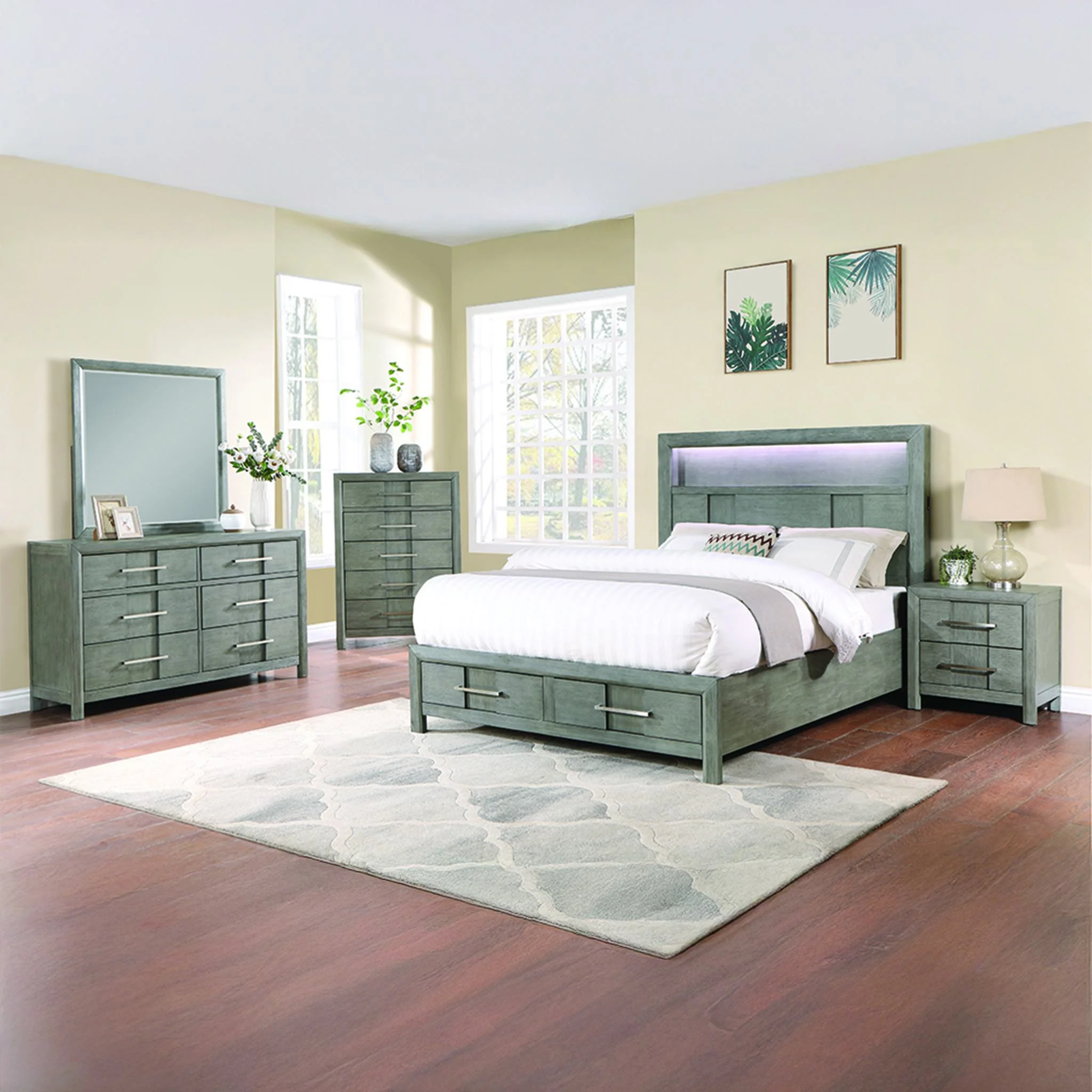 Kenzo Full 5 Pc Bedroom Set Gray - Image 23