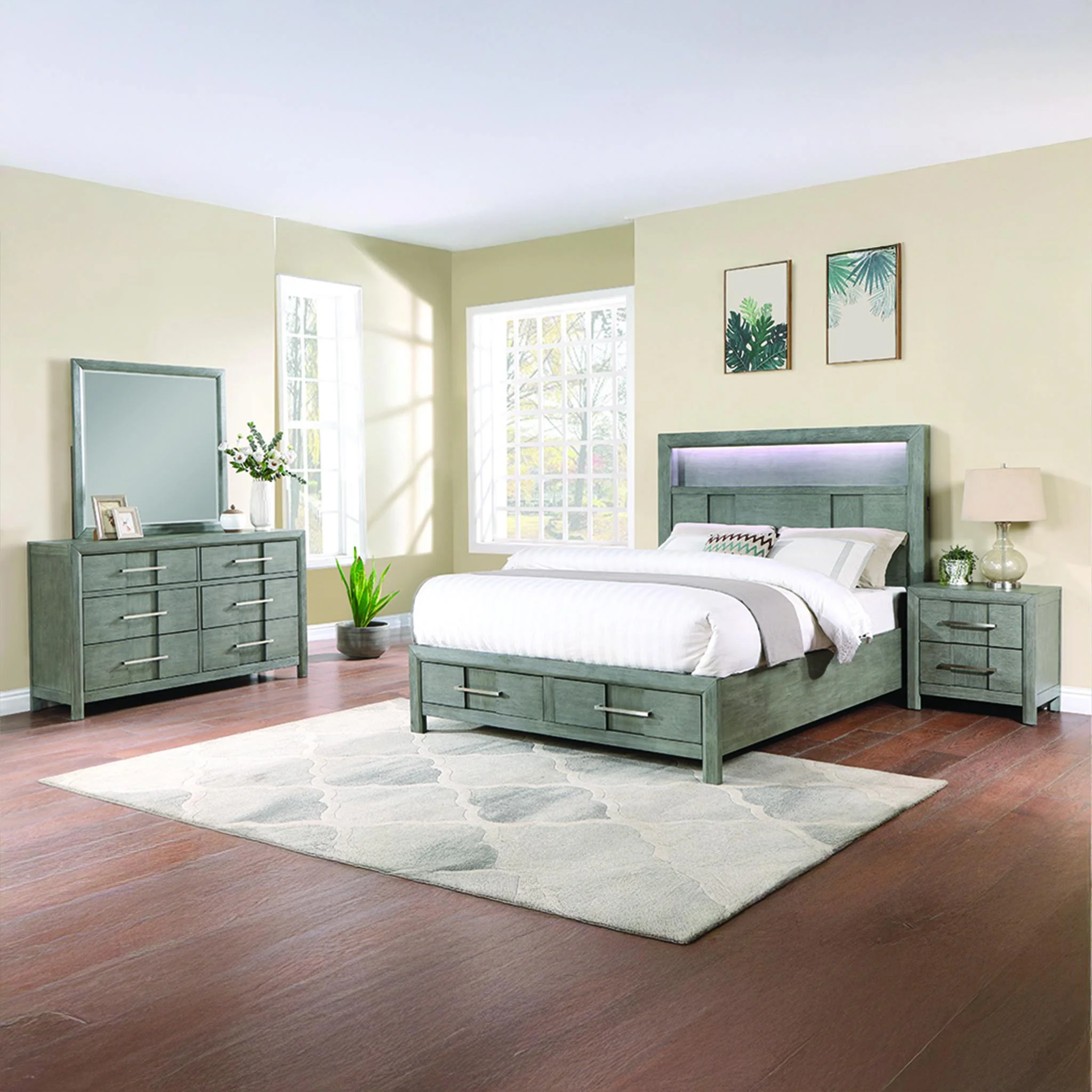 Kenzo King 4 Pc Bedroom Set Gray - Image 19