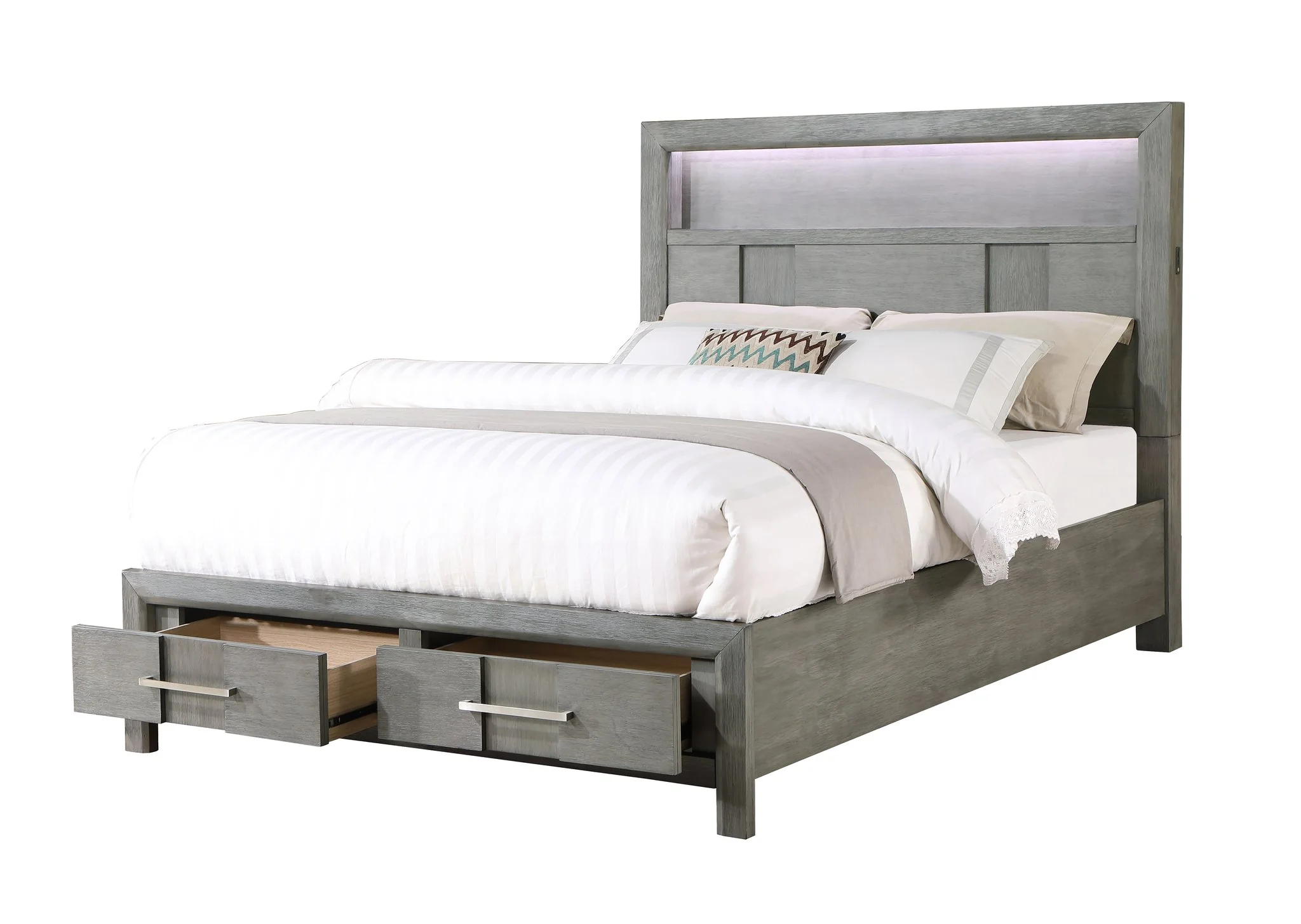 Kenzo King 4 Pc Bedroom Set Gray - Image 3