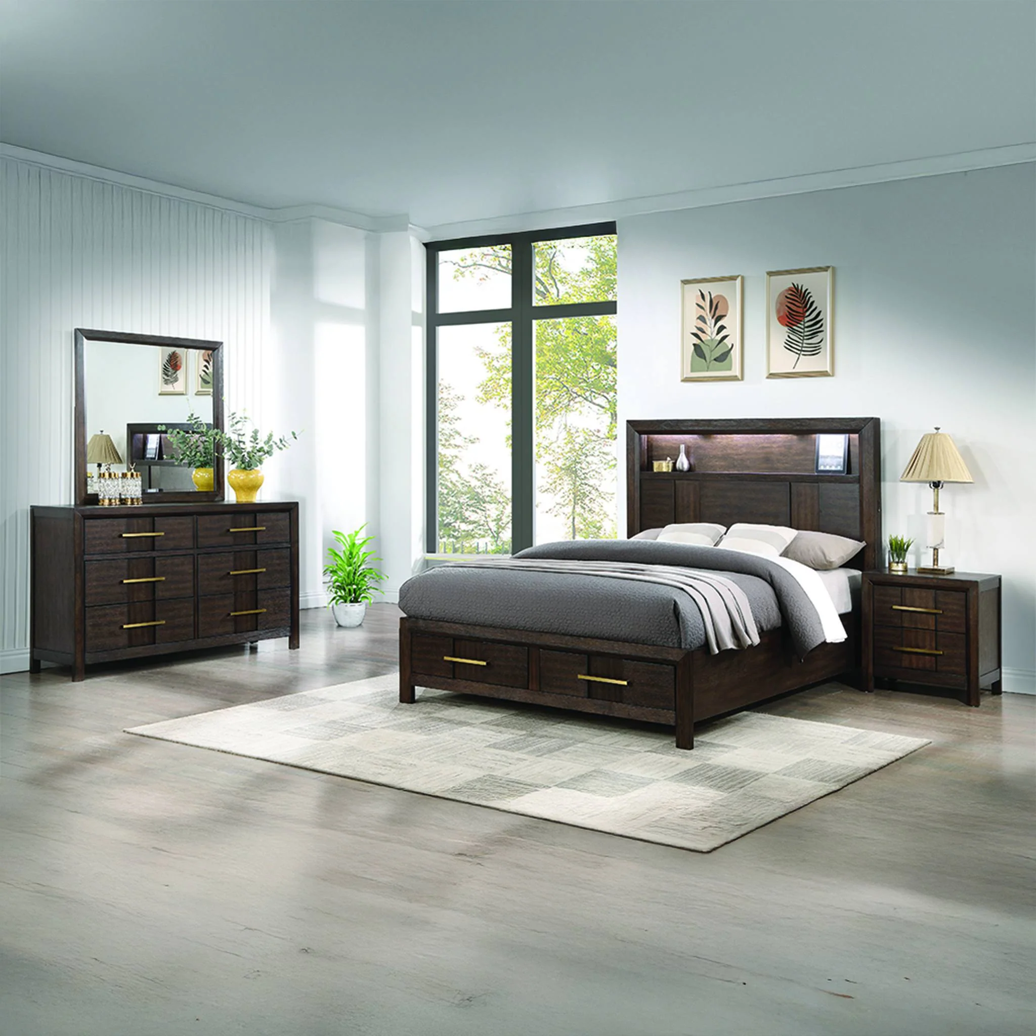 Kenzo King 4 Pc Bedroom Set Walnut - Image 18