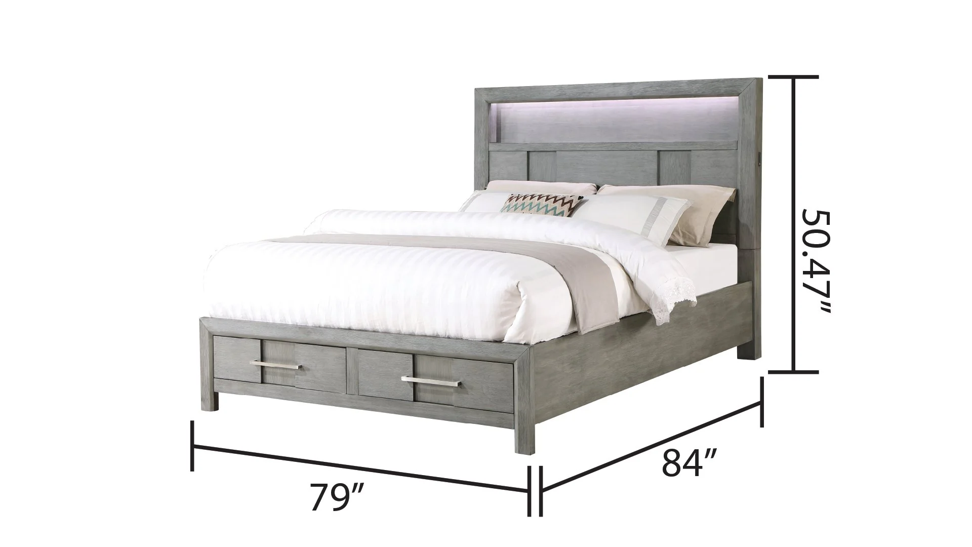 Kenzo King 5 Pc Bedroom Set Gray - Image 5
