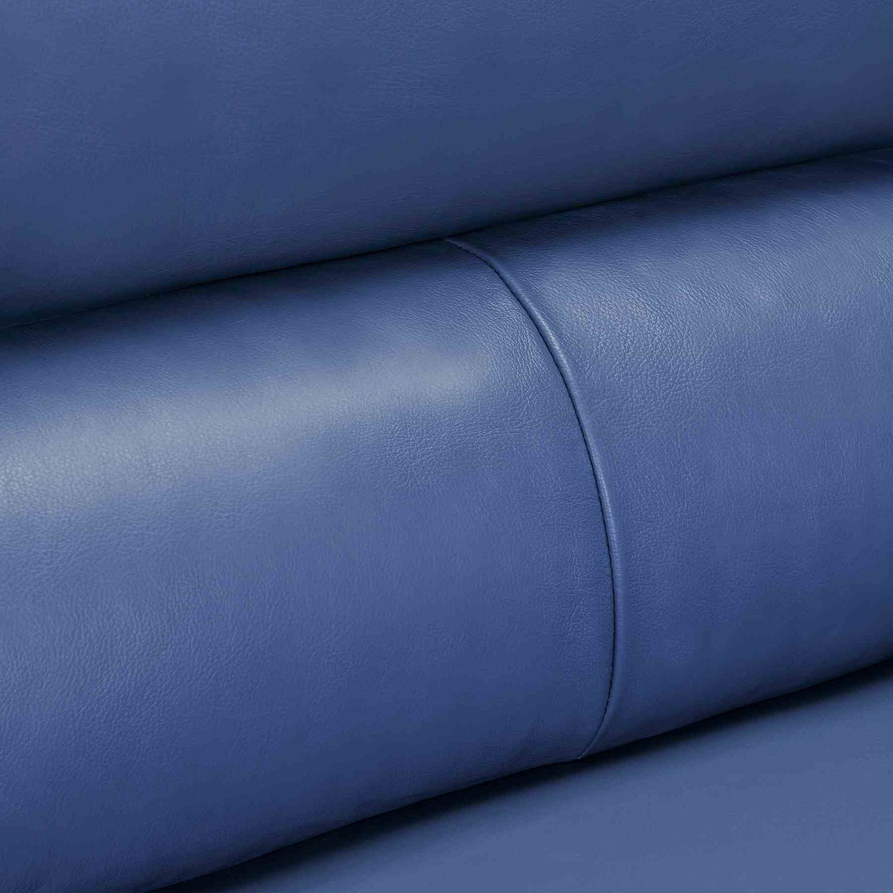 Kester 81" Square Arm Blue Genuine Leather Sofa - Image 6