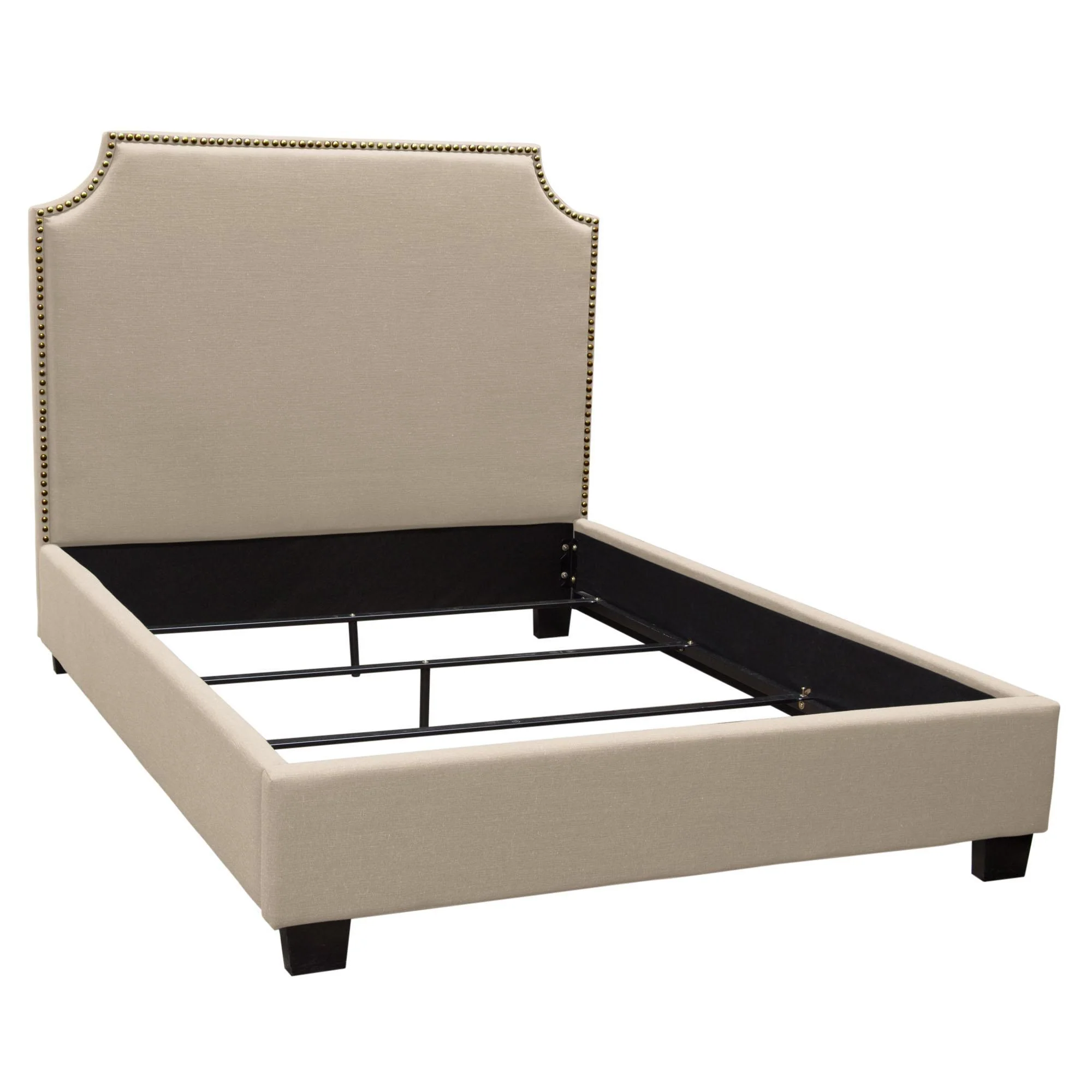 Kingston Eastern King Bed with Nail Head Accent by Diamond Sofa - Desert Sand Linen - Image 2