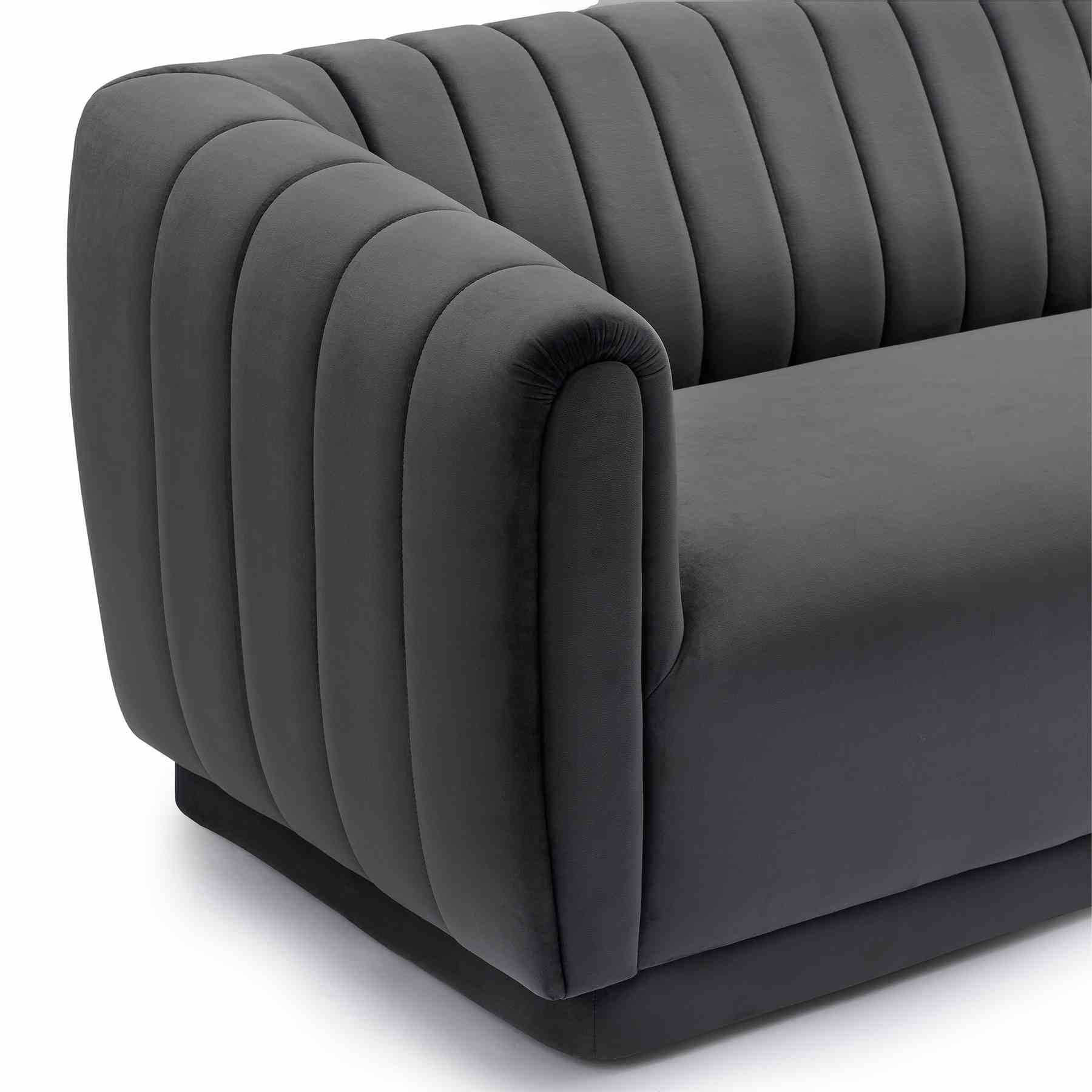 Kinsley Dark Gray Modern Velvet Sofa - Image 4
