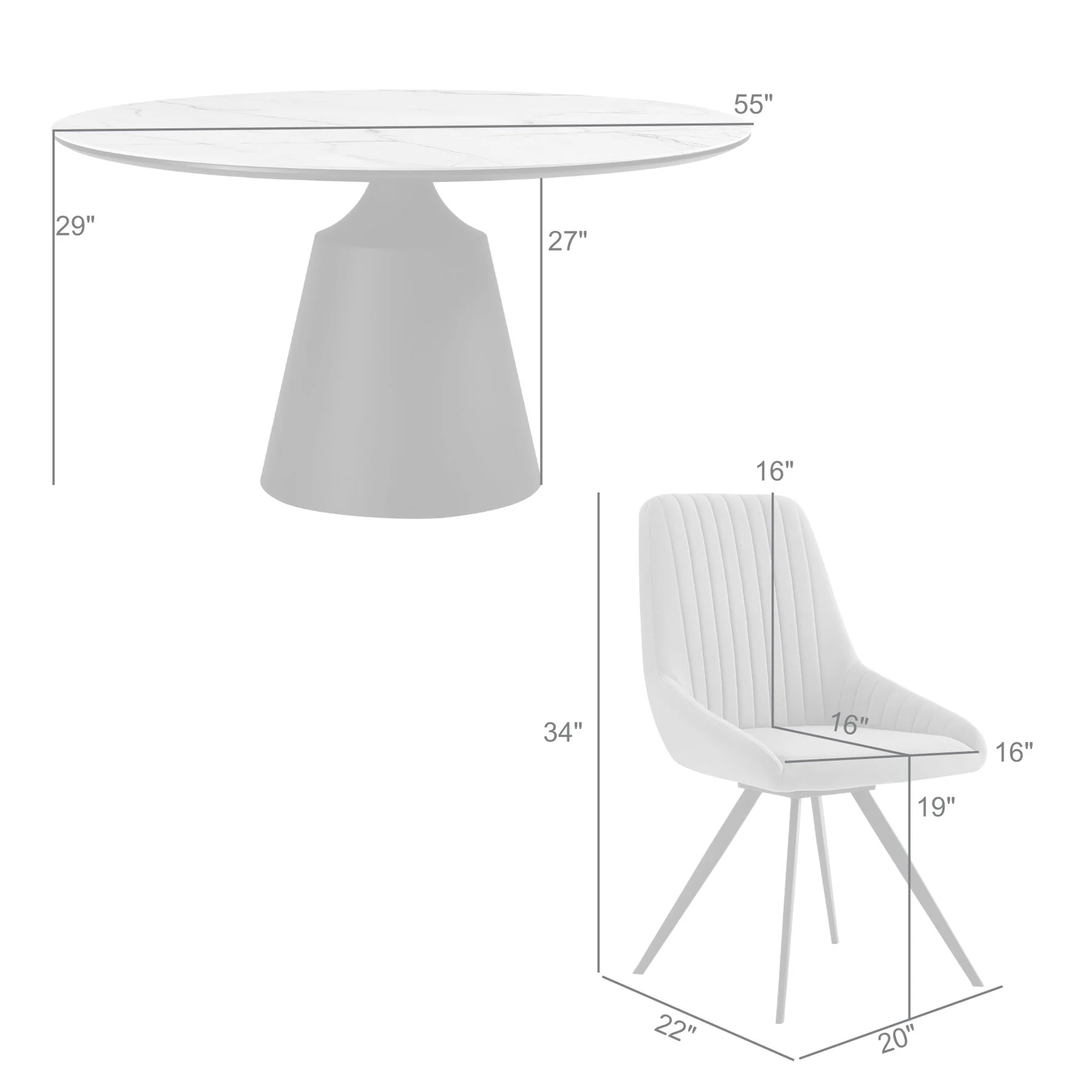 Knox Alison 5 Piece Dining Set with Gray Velvet Chairs - Image 10