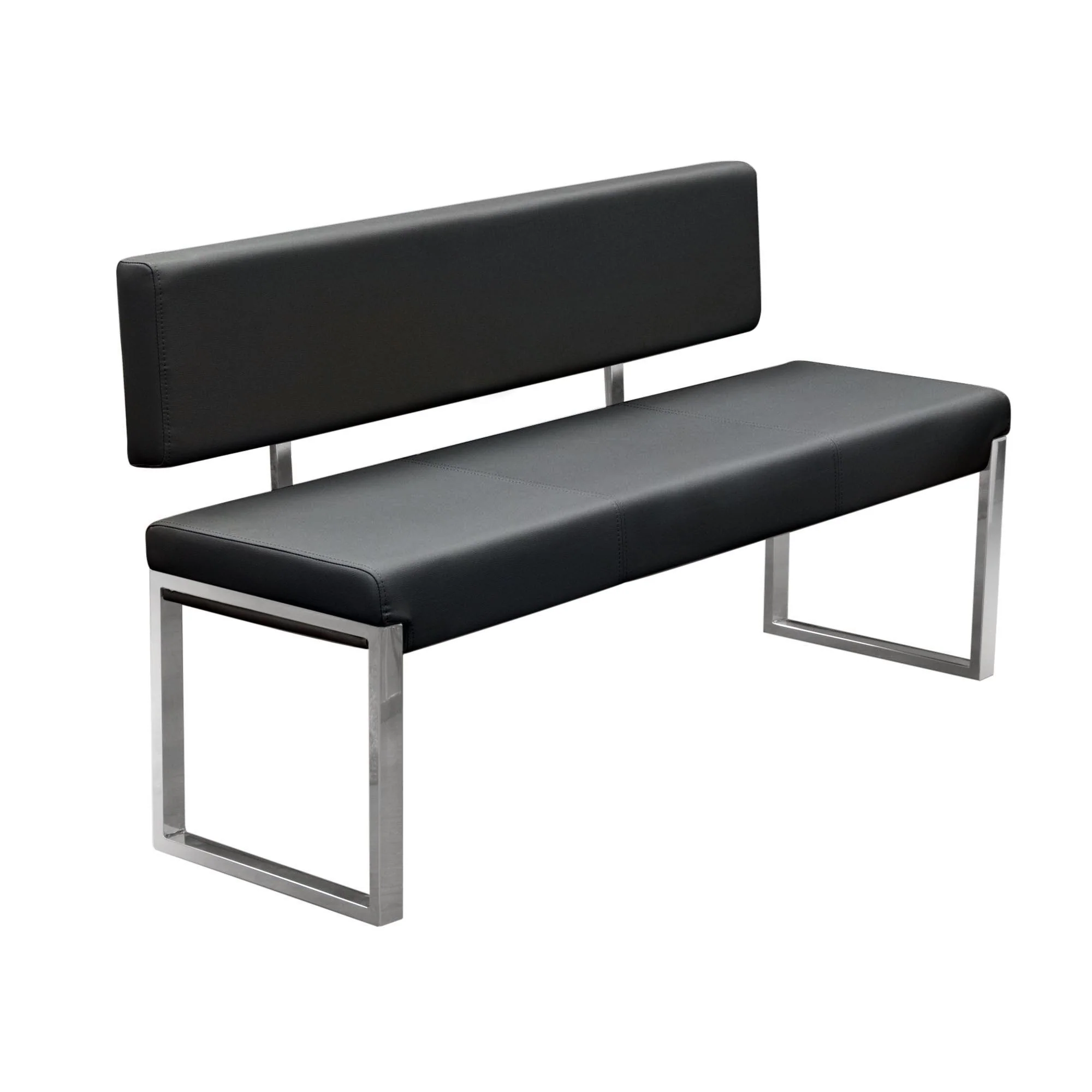 Knox Bench w/ Back & Stainless Steel Frame by Diamond Sofa - Black - Image 2